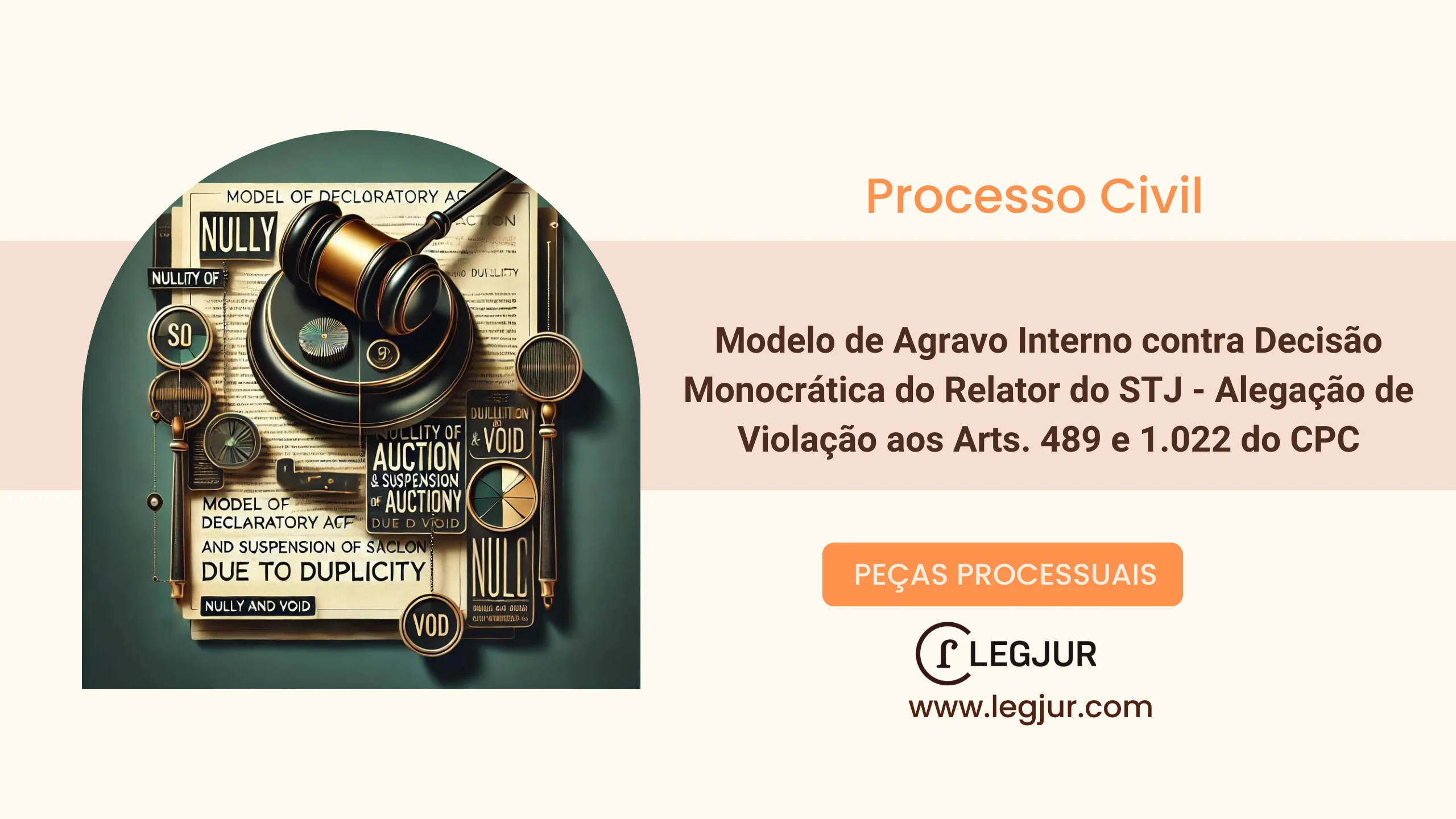 Modelo de Agravo Interno contra Decisão Monocrática do Relator do STJ - Alegação de Violação ao CPC/2015, art. 489 e CPC/2015, art. 1.022