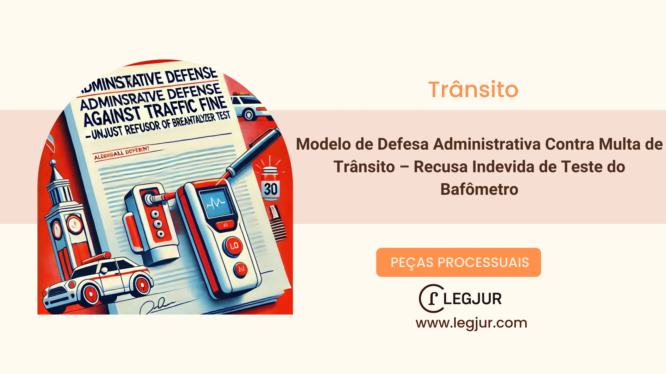 Modelo de Defesa Administrativa Contra Multa de Trânsito – Recusa Indevida de Teste do Bafômetro