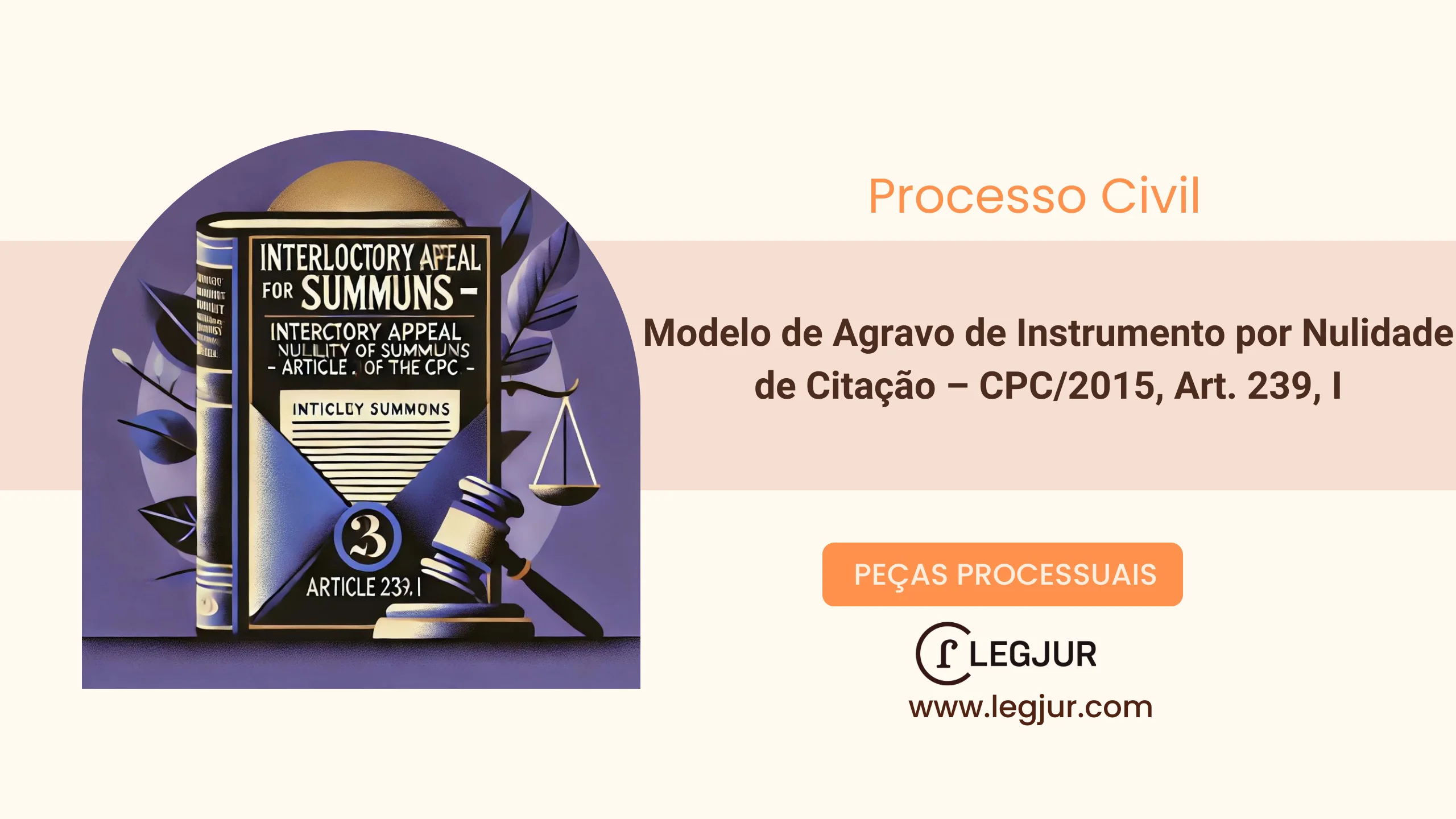 Modelo de Agravo de Instrumento por Nulidade de Citação – CPC/2015, art. 239, I