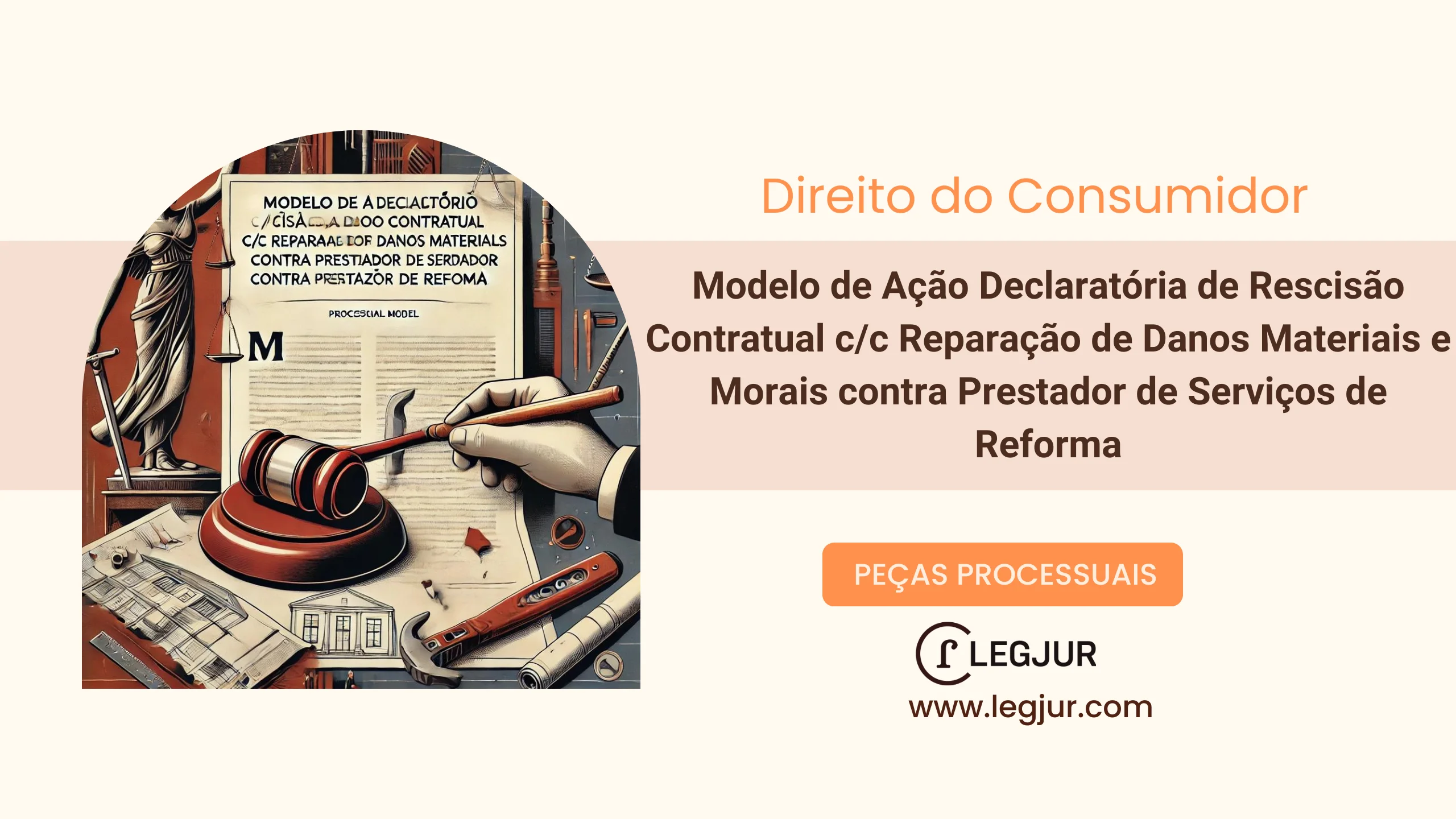 Modelo de Ação Declaratória de Rescisão Contratual c/c Reparação de Danos Materiais e Morais contra Prestador de Serviços de Reforma