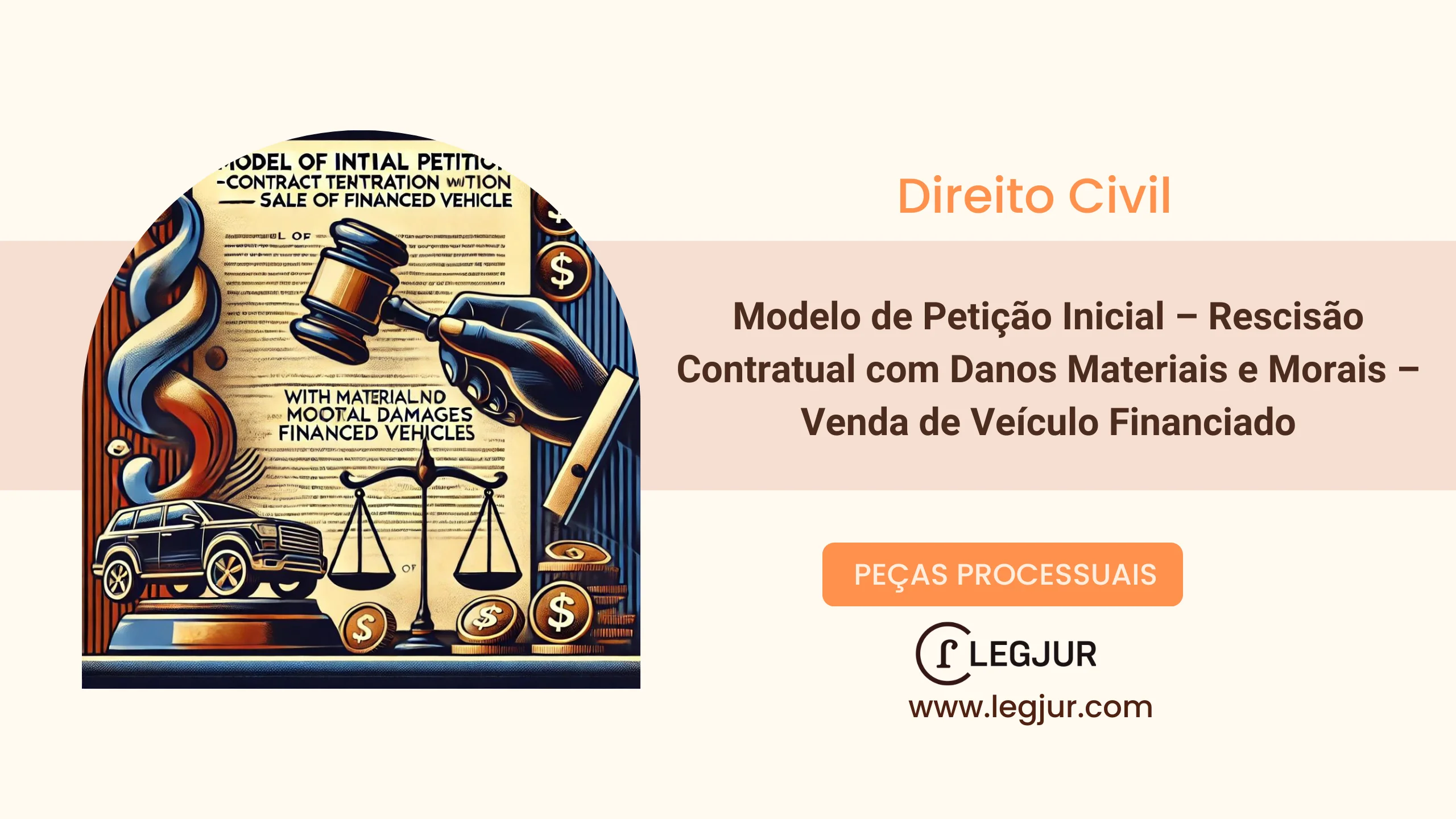 Modelo de Petição Inicial – Rescisão Contratual com Danos Materiais e Morais – Venda de Veículo Financiado