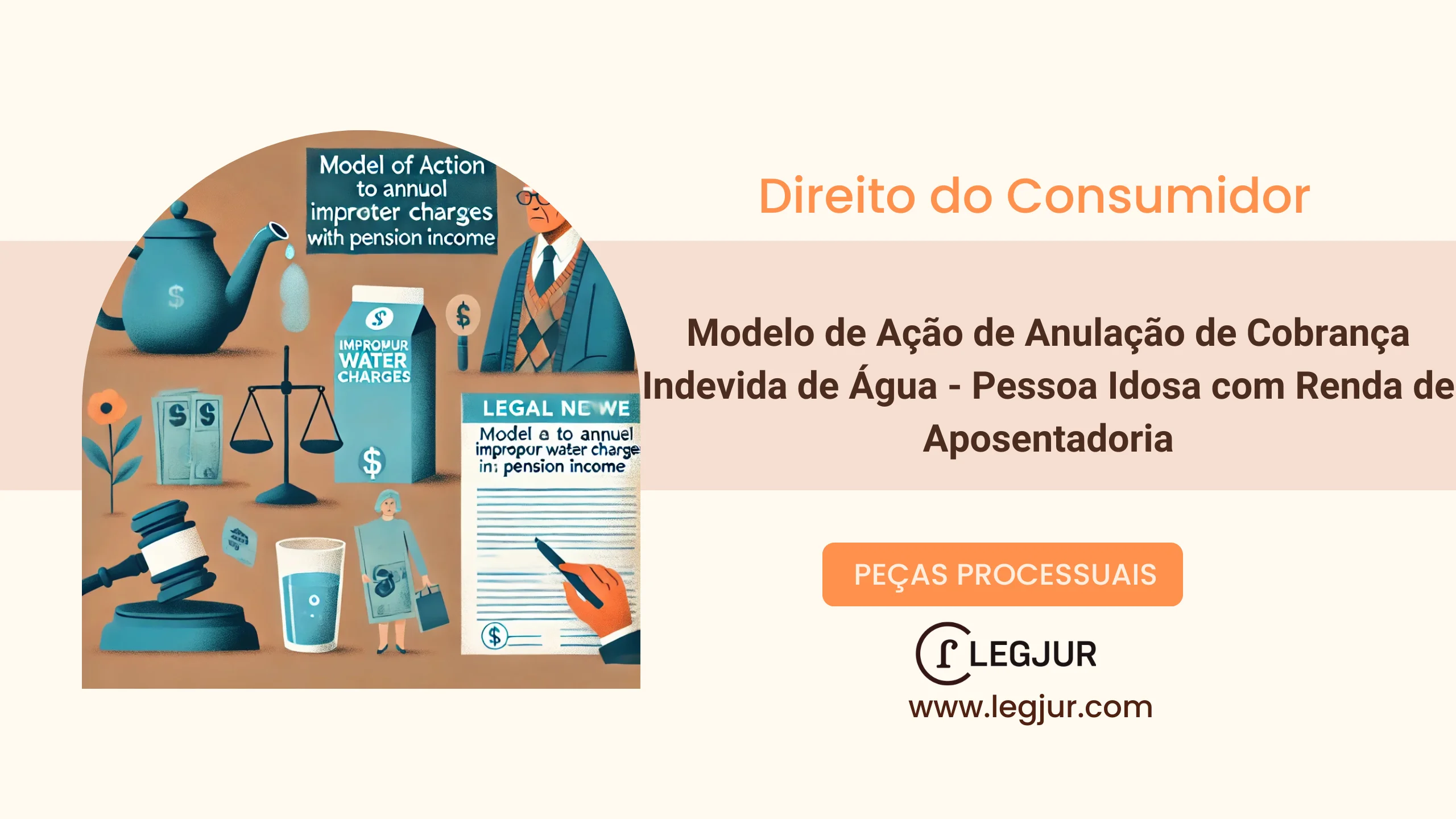 Modelo de Ação de Anulação de Cobrança Indevida de Água - Pessoa Idosa com Renda de Aposentadoria