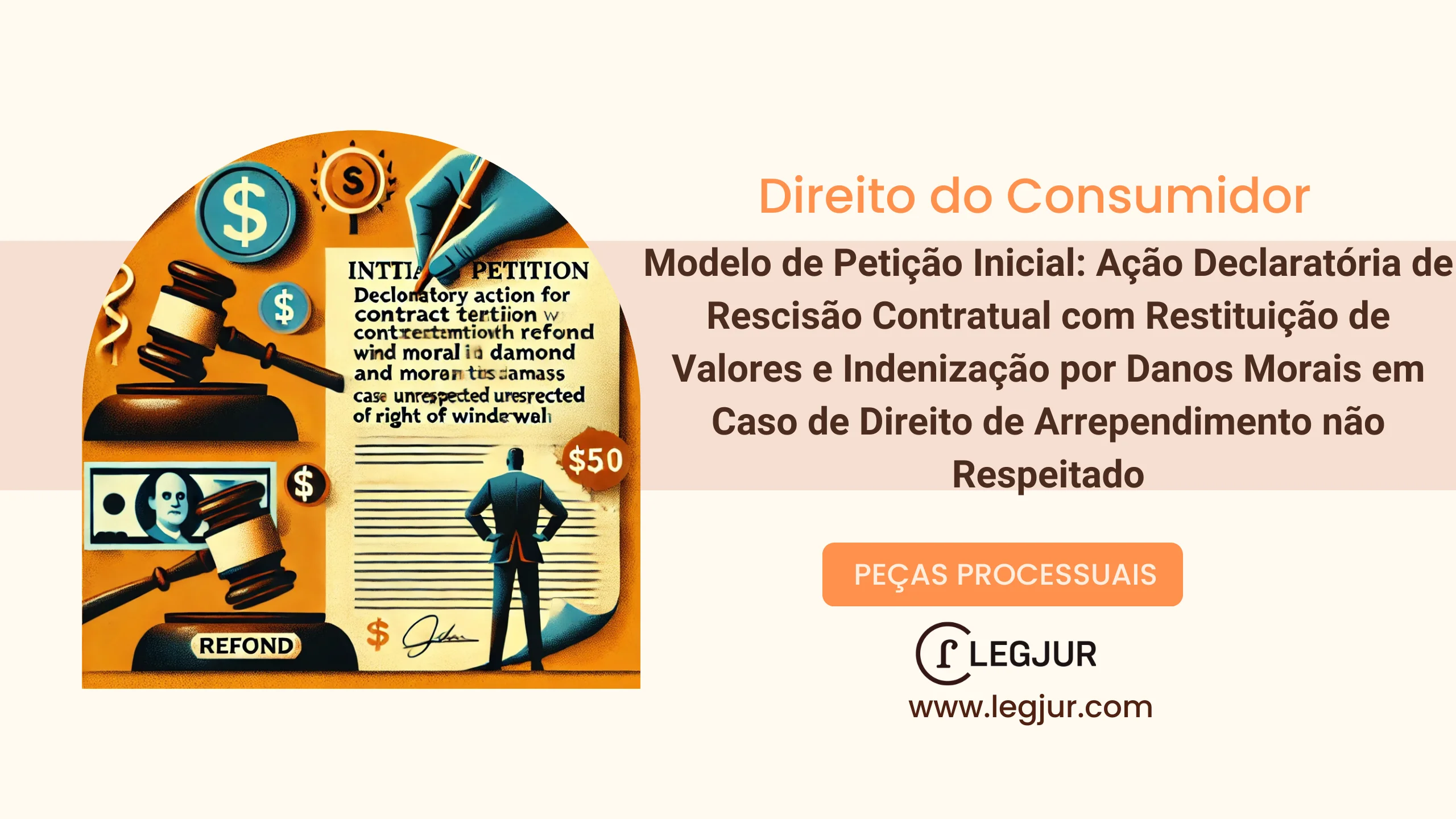 Modelo de Petição Inicial: Ação Declaratória de Rescisão Contratual com Restituição de Valores e Indenização por Danos Morais em Caso de Direito de Arrependimento não Respeitado