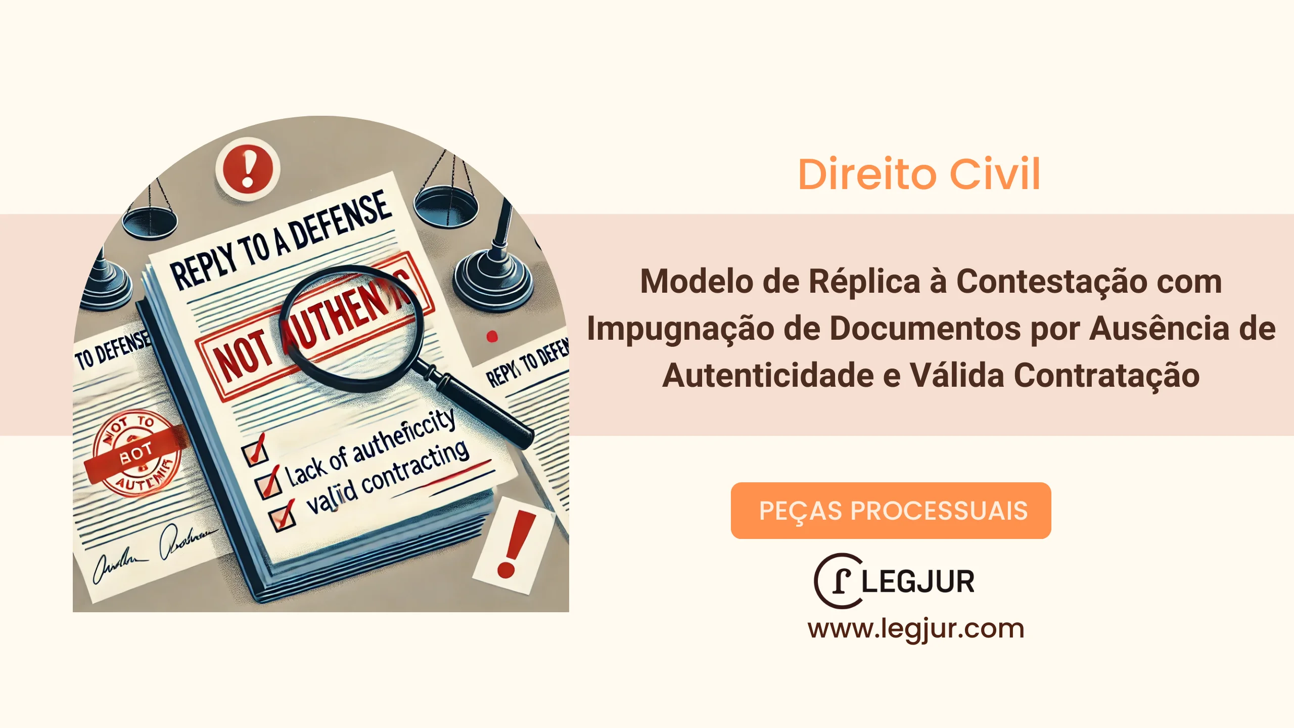 Modelo de Réplica à Contestação com Impugnação de Documentos por Ausência de Autenticidade e Válida Contratação