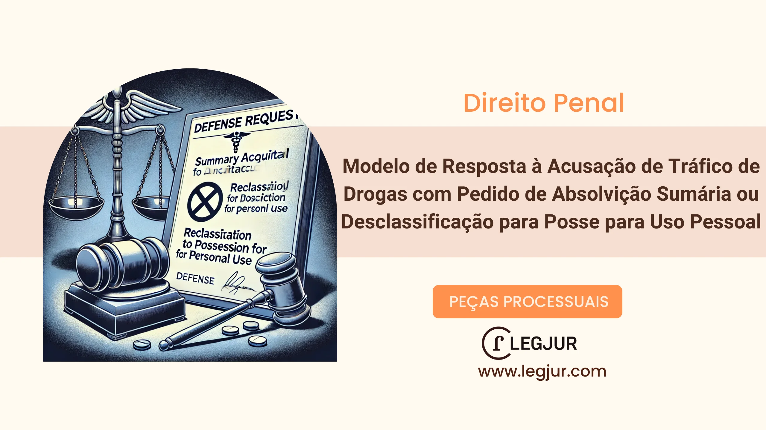 Modelo de Resposta à Acusação de Tráfico de Drogas com Pedido de Absolvição Sumária ou Desclassificação para Posse para Uso Pessoal