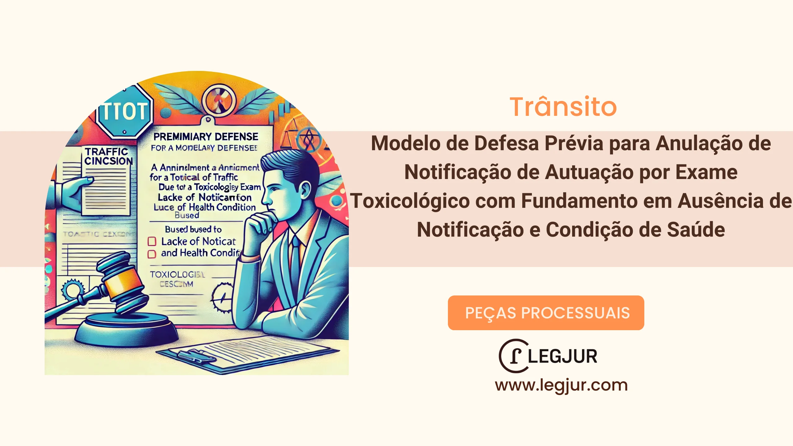 Modelo de Defesa Prévia para Anulação de Notificação de Autuação por Exame Toxicológico com Fundamento em Ausência de Notificação e Condição de Saúde