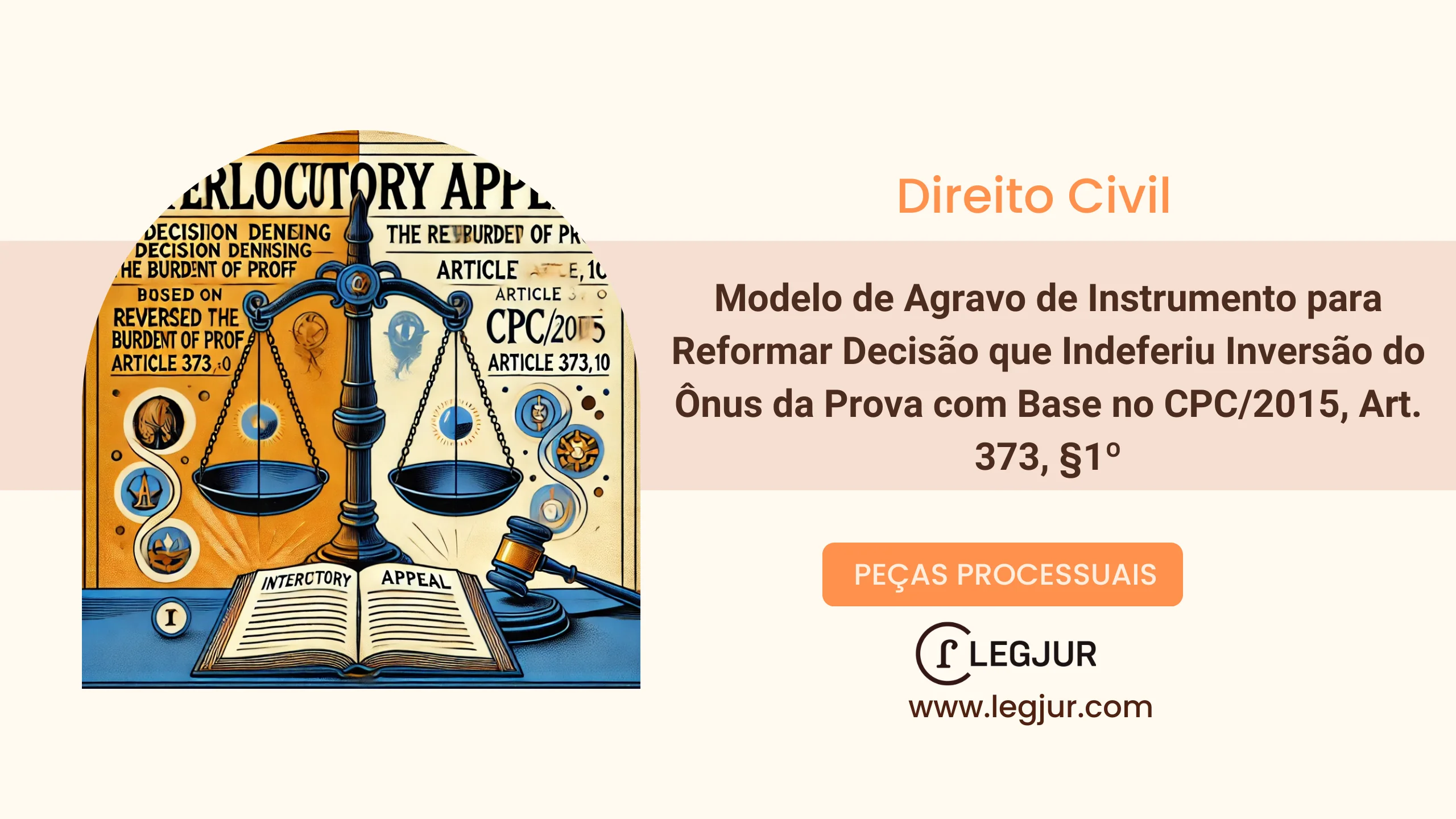 Modelo de Agravo de Instrumento para Reformar Decisão que Indeferiu Inversão do Ônus da Prova com Base no CPC/2015, Art. 373, §1º