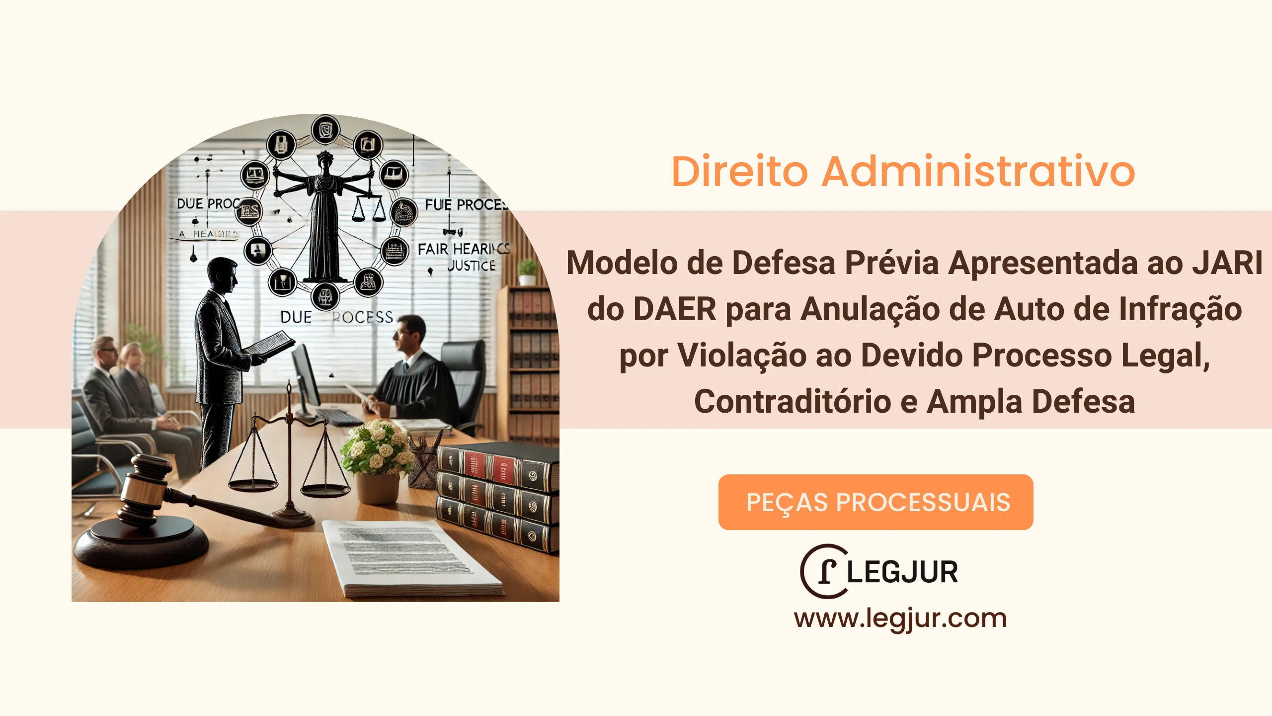 Modelo de Defesa Prévia Apresentada ao JARI do DAER para Anulação de Auto de Infração por Violação ao Devido Processo Legal, Contraditório e Ampla Defesa