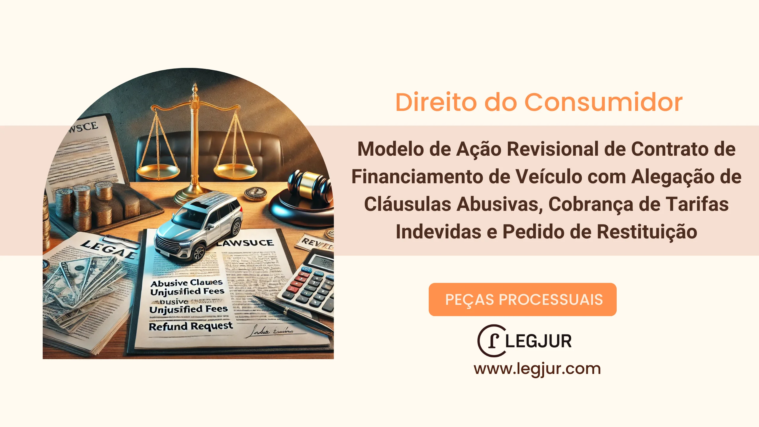 Modelo de Ação Revisional de Contrato de Financiamento de Veículo com Alegação de Cláusulas Abusivas, Cobrança de Tarifas Indevidas e Pedido de Restituição