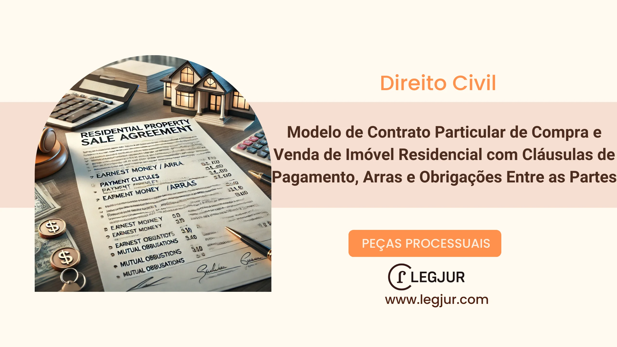 Modelo de Contrato Particular de Compra e Venda de Imóvel Residencial com Cláusulas de Pagamento, Arras e Obrigações Entre as Partes