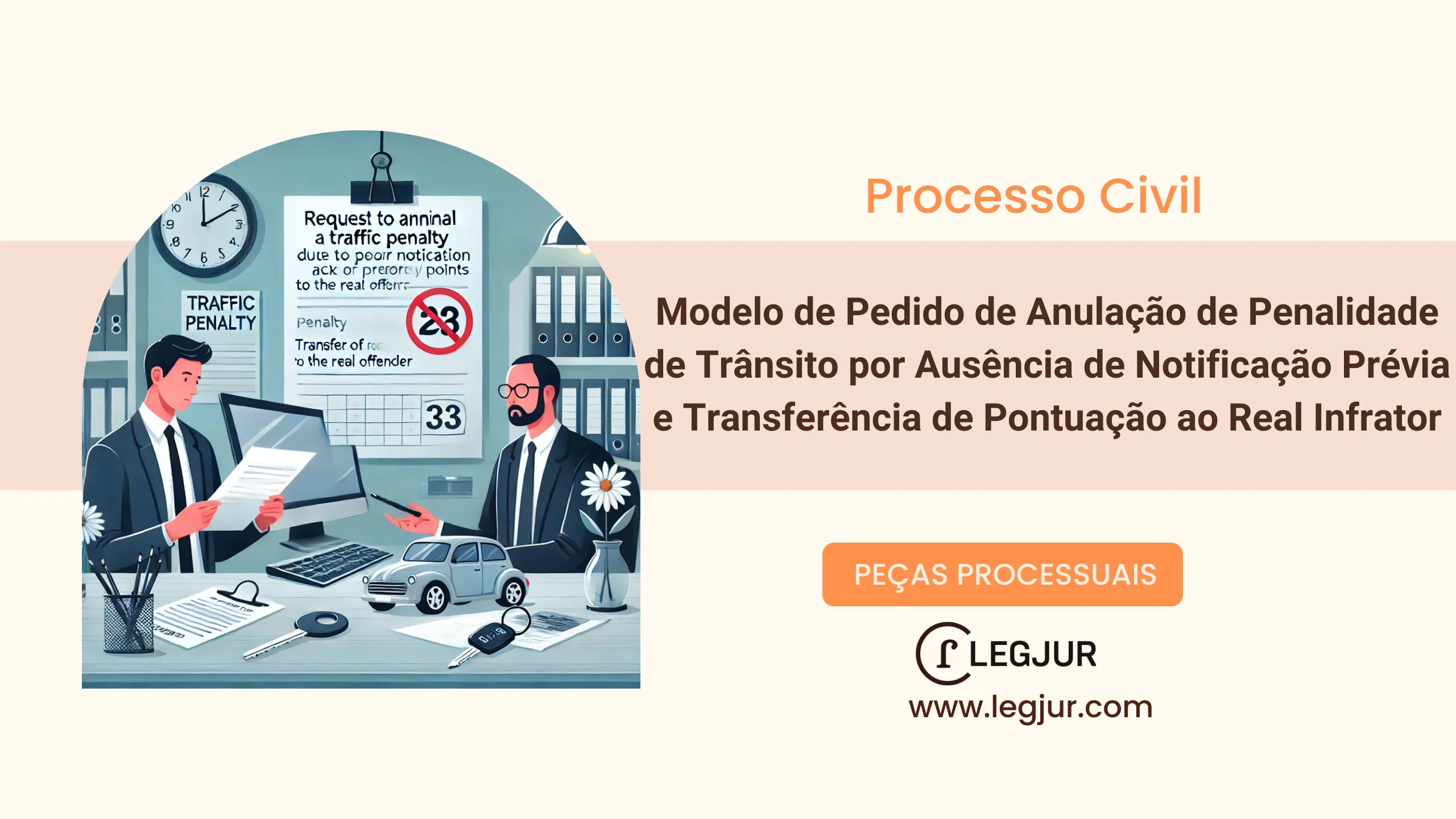 Modelo de Pedido de Anulação de Penalidade de Trânsito por Ausência de Notificação Prévia e Transferência de Pontuação ao Real Infrator