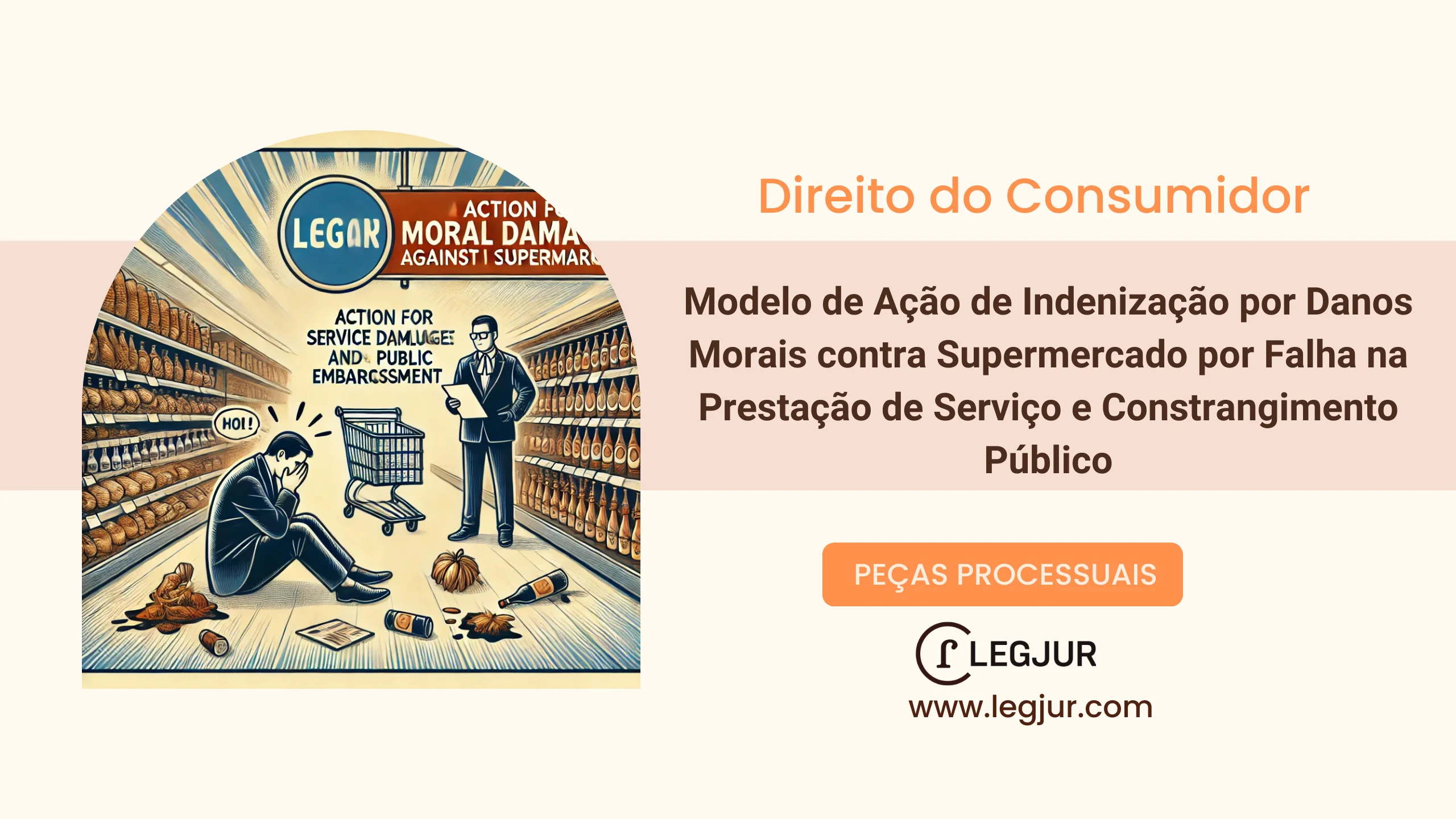 Modelo de Ação de Indenização por Danos Morais contra Supermercado por Falha na Prestação de Serviço e Constrangimento Público