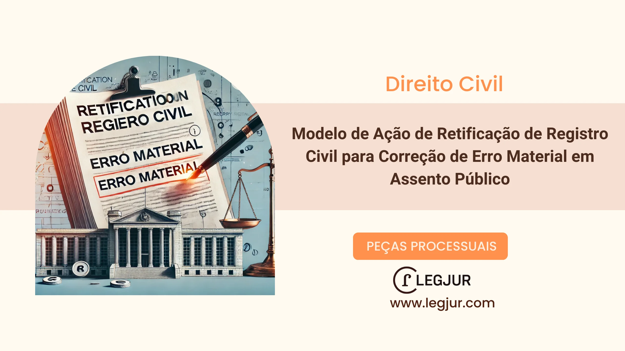 Modelo de Ação de Retificação de Registro Civil para Correção de Erro Material em Assento Público