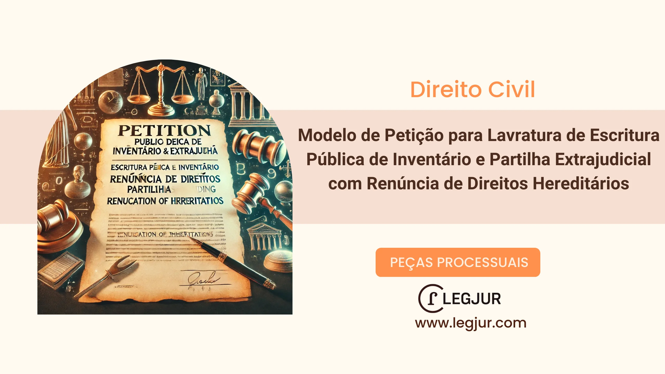 Modelo de Petição para Lavratura de Escritura Pública de Inventário e Partilha Extrajudicial com Renúncia de Direitos Hereditários