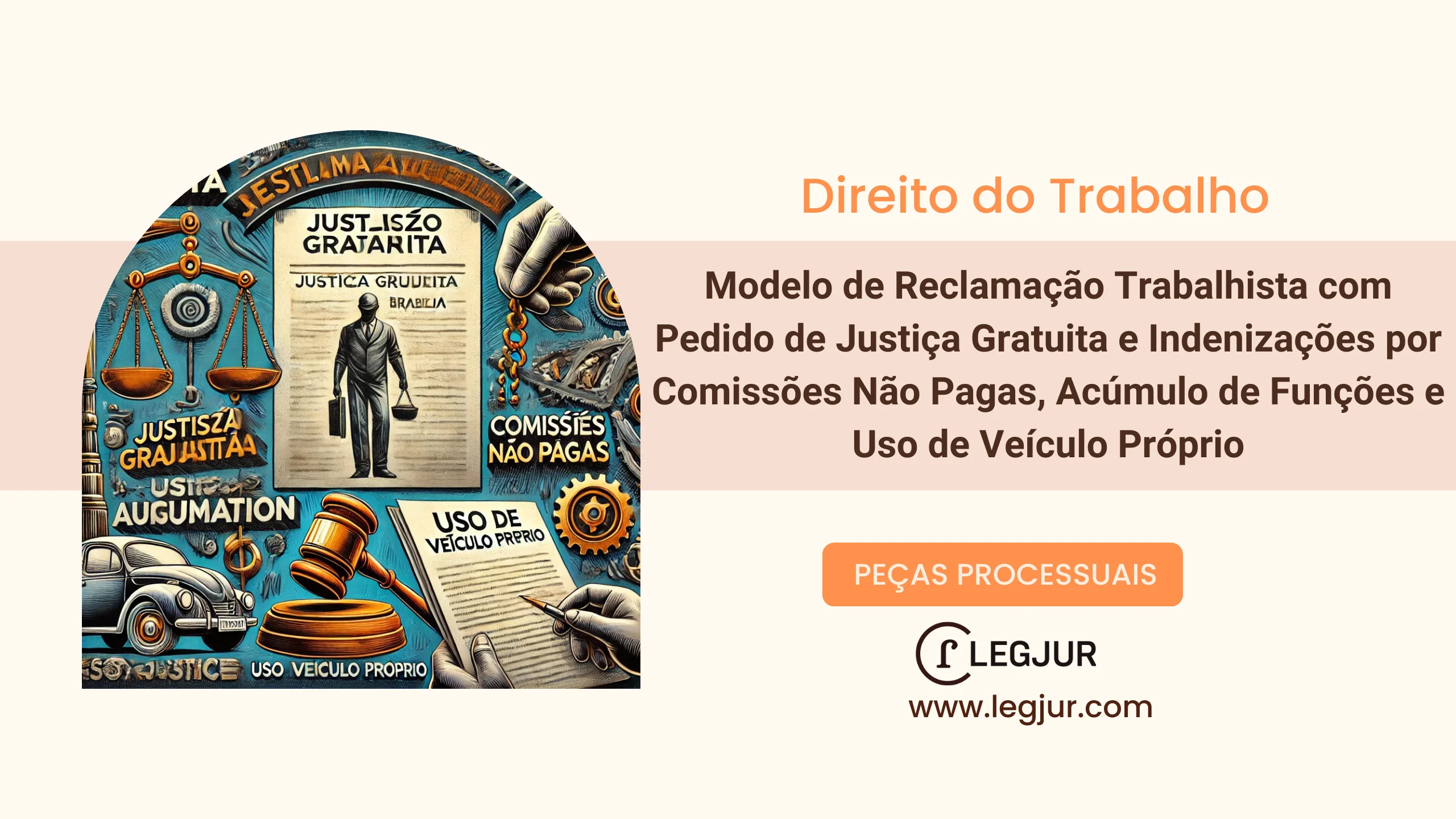 Modelo de Reclamação Trabalhista com Pedido de Justiça Gratuita e Indenizações por Comissões Não Pagas, Acúmulo de Funções e Uso de Veículo Próprio