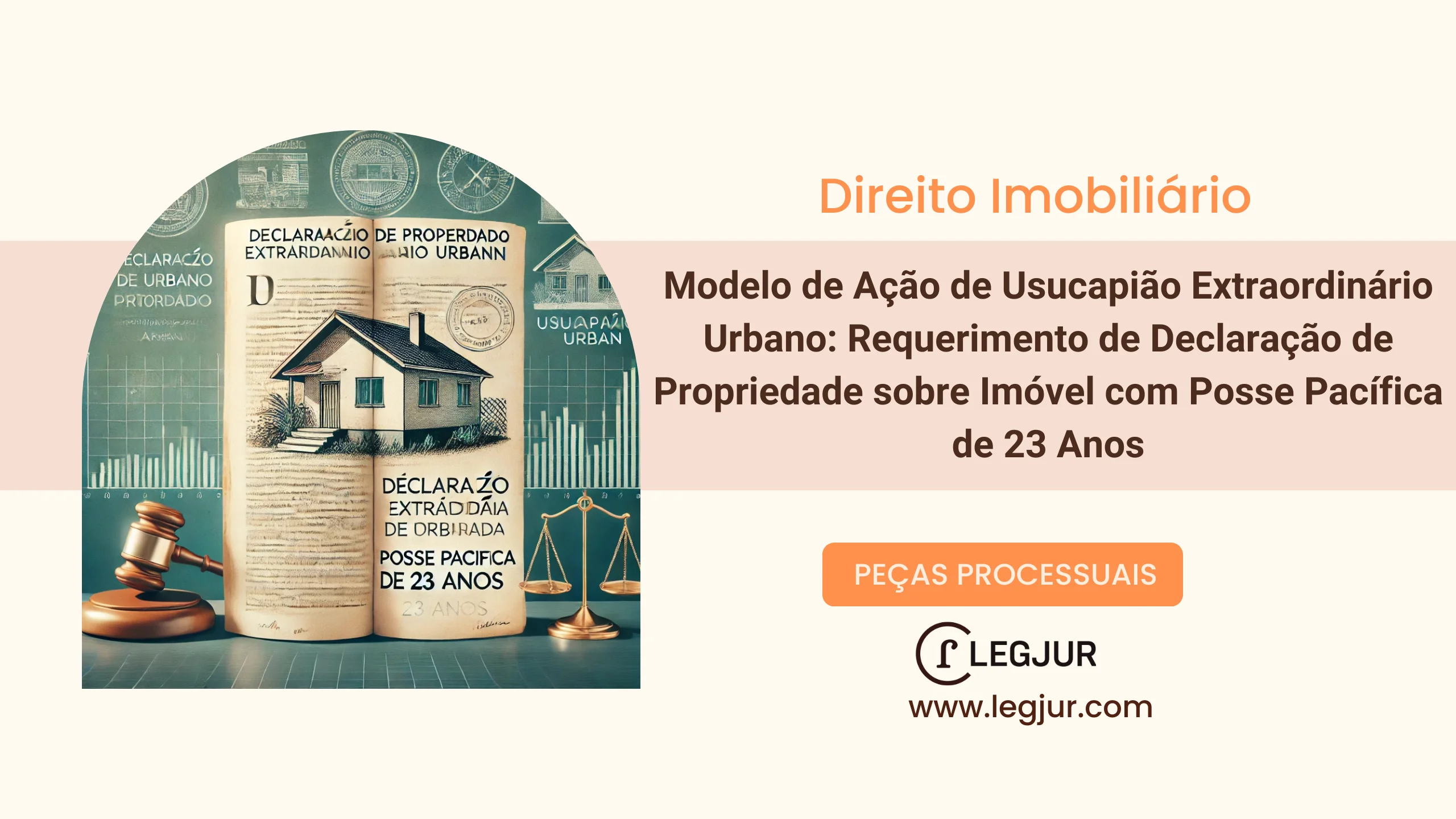 Modelo de Ação de Usucapião Extraordinário Urbano: Requerimento de Declaração de Propriedade sobre Imóvel com Posse Pacífica de 23 Anos