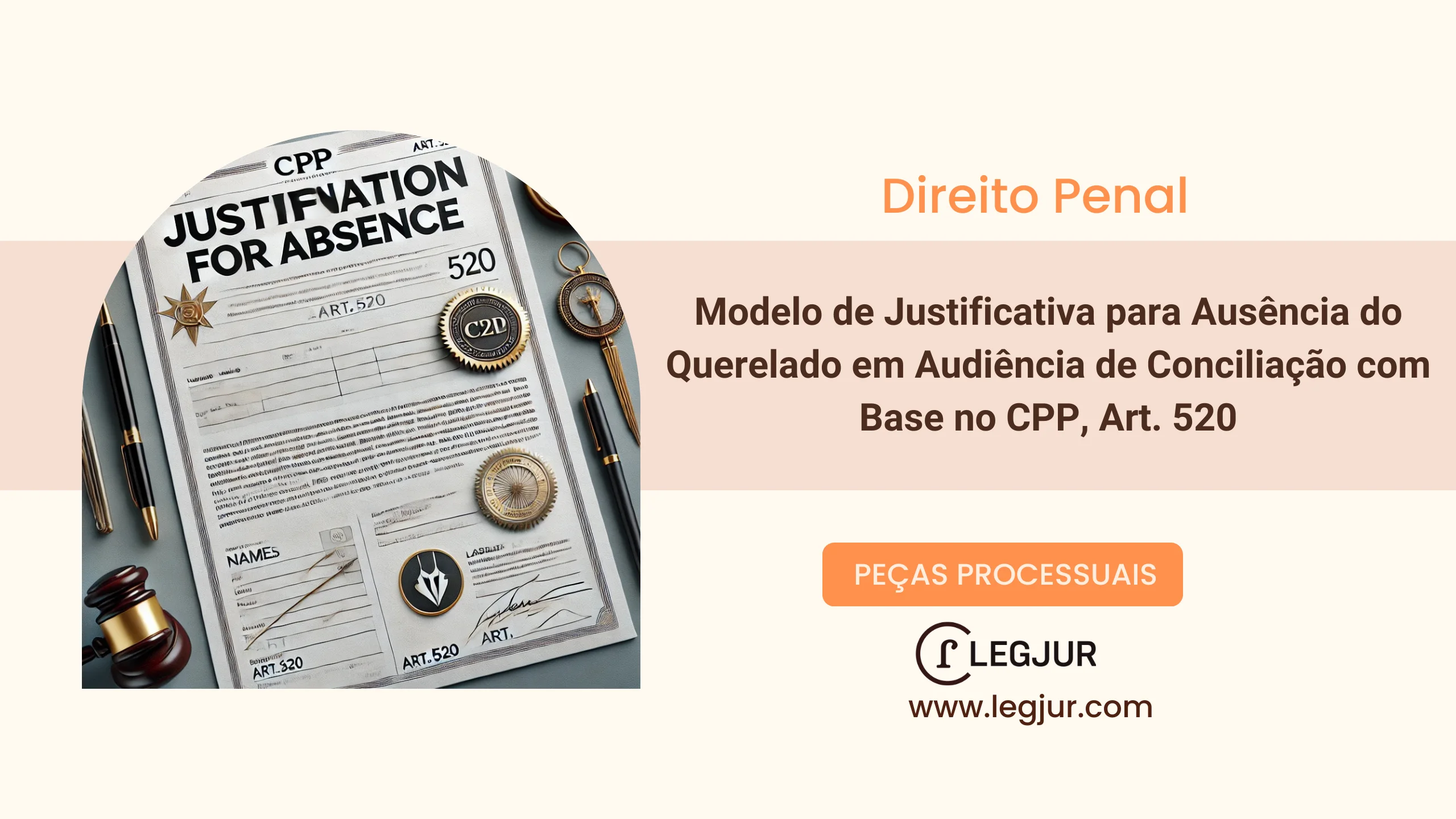 Modelo de Justificativa para Ausência do Querelado em Audiência de Conciliação com Base no CPP, Art. 520