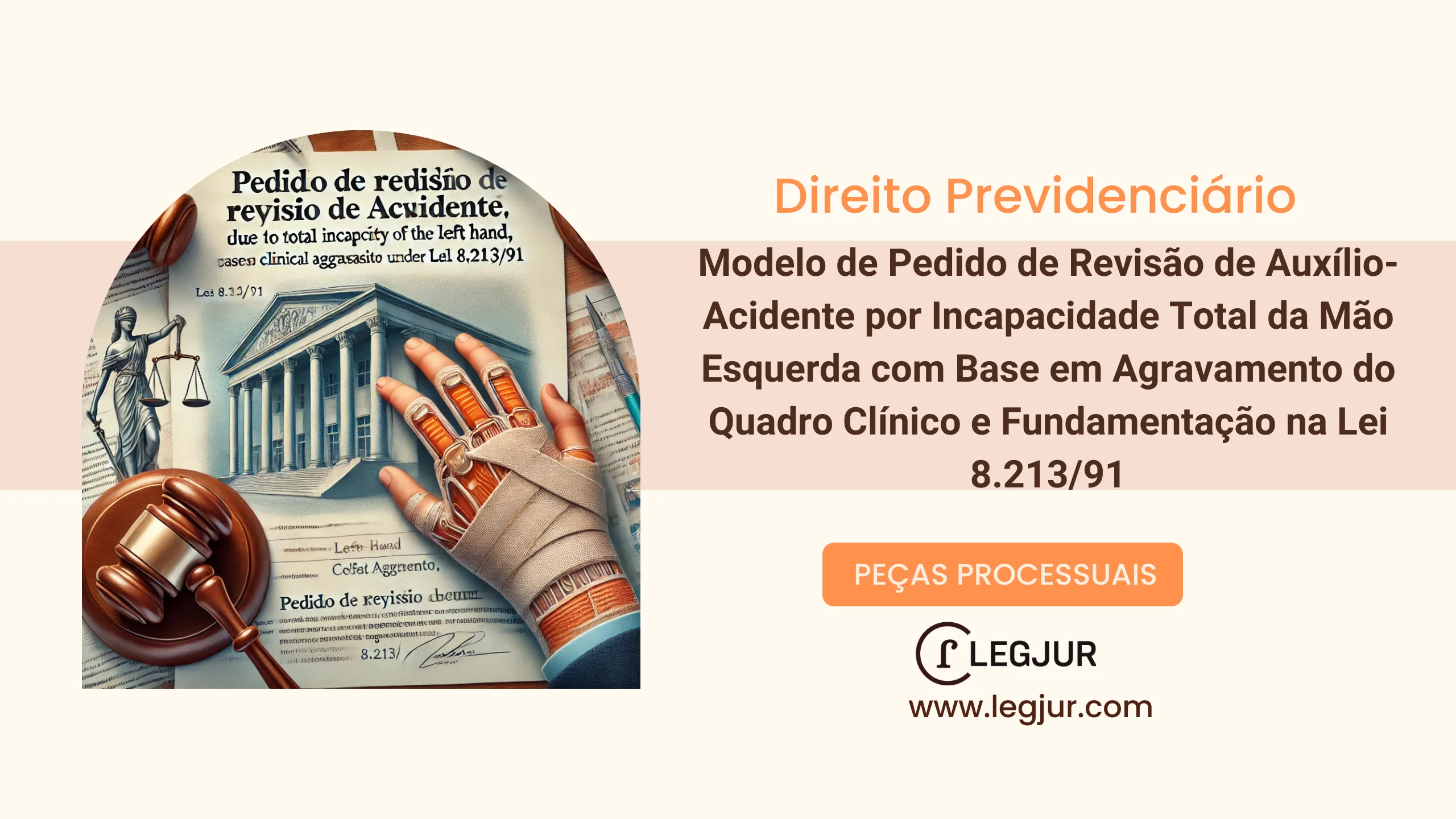 Modelo de Pedido de Revisão de Auxílio-Acidente por Incapacidade Total da Mão Esquerda com Base em Agravamento do Quadro Clínico e Fundamentação na Lei 8.213/91