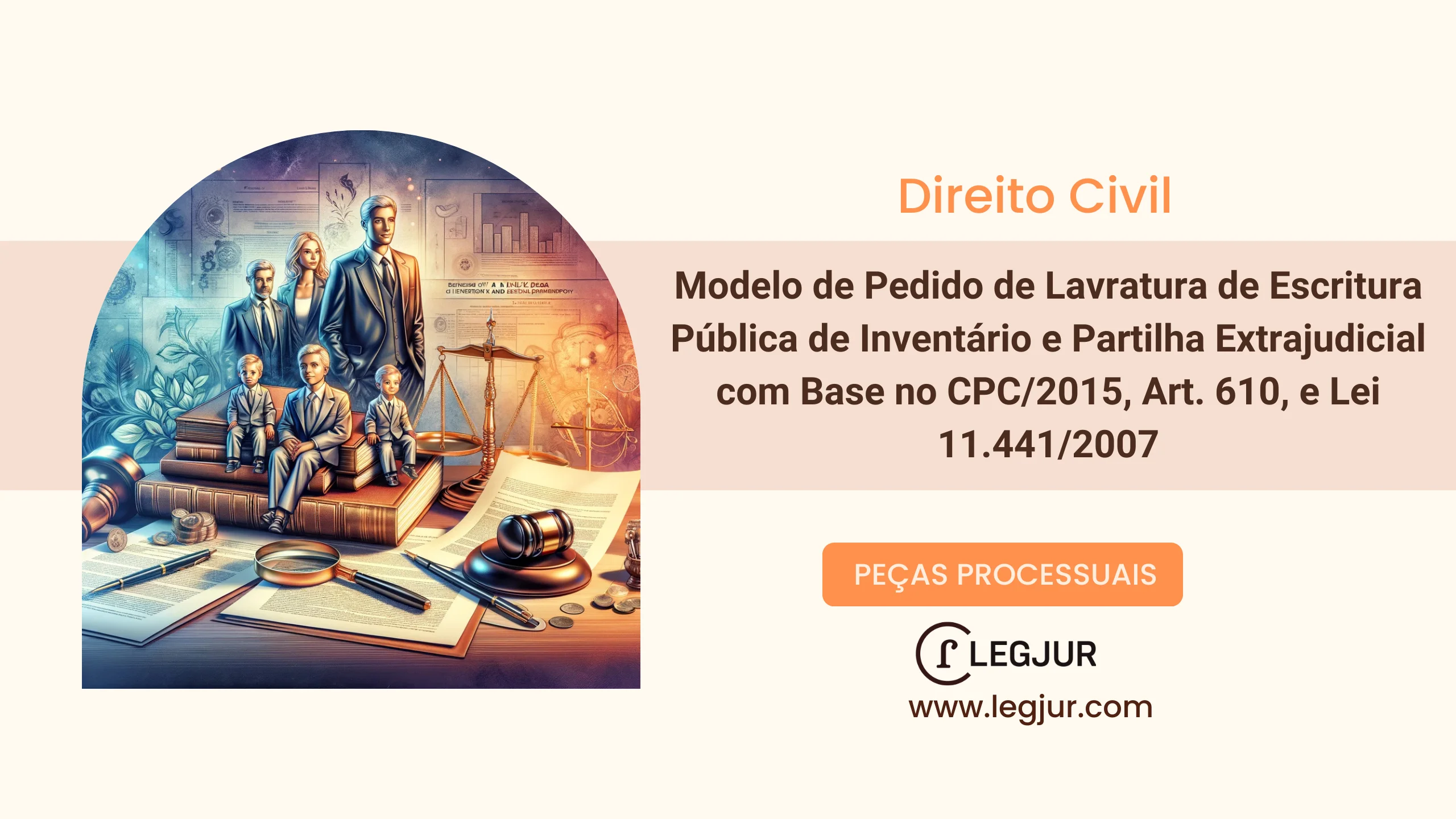 Modelo de Pedido de Lavratura de Escritura Pública de Inventário e Partilha Extrajudicial com Base no CPC/2015, Art. 610, e Lei 11.441/2007