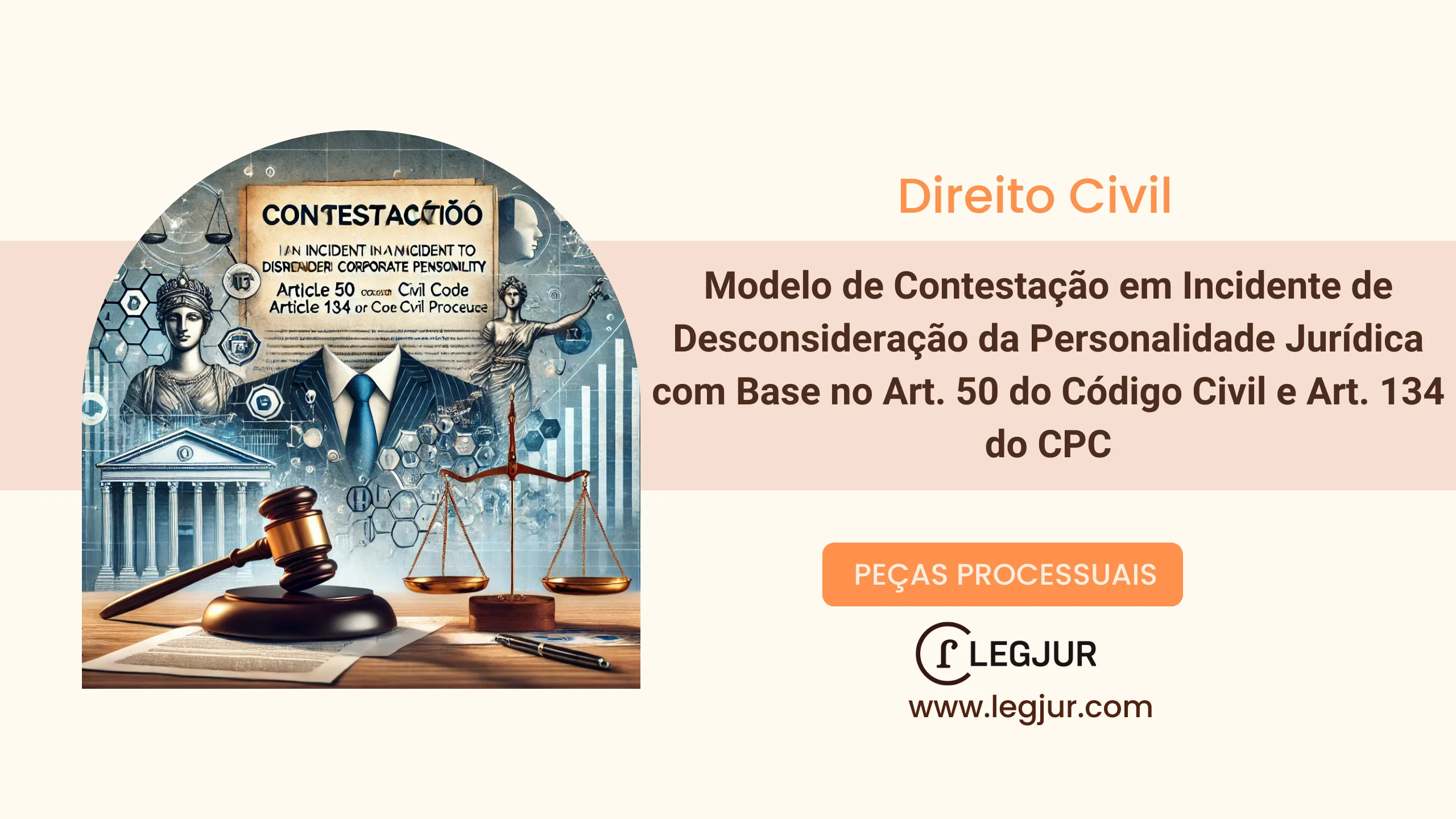 Modelo de Contestação em Incidente de Desconsideração da Personalidade Jurídica com Base no Art. 50 do Código Civil e Art. 134 do CPC