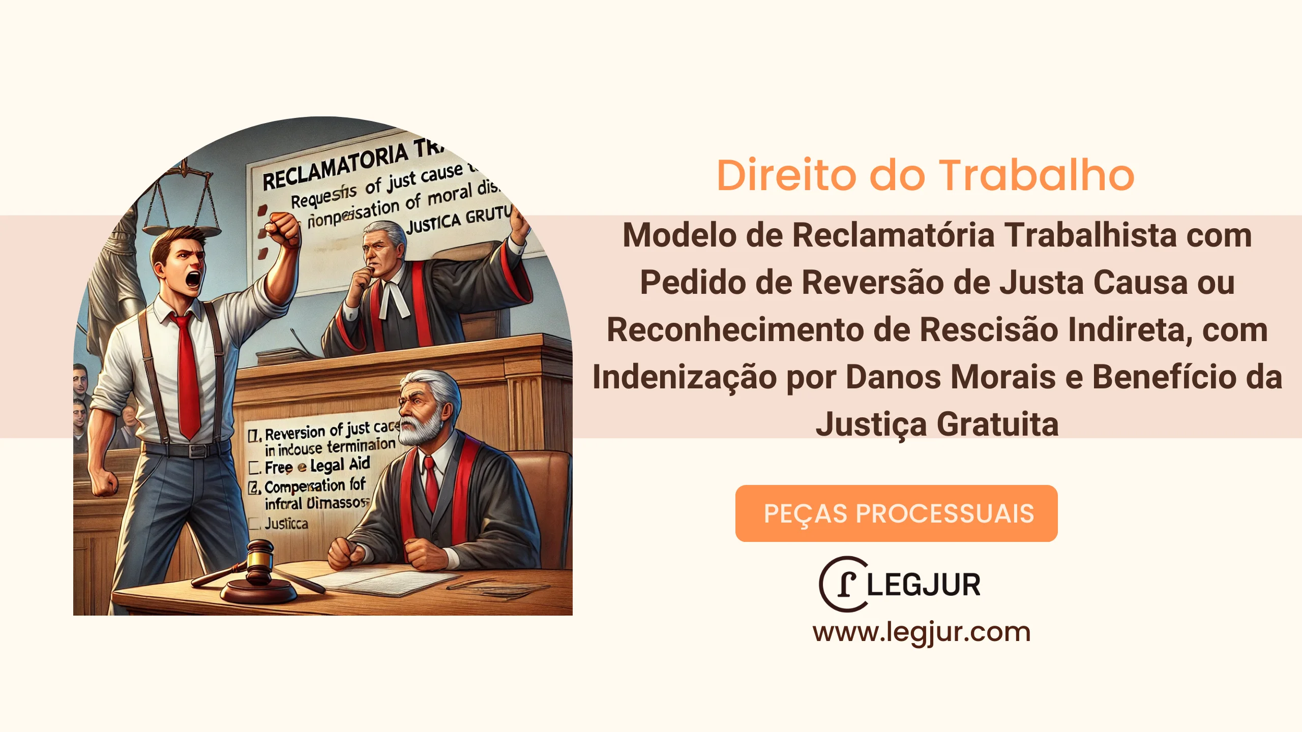 Modelo de Reclamatória Trabalhista com Pedido de Reversão de Justa Causa ou Reconhecimento de Rescisão Indireta, com Indenização por Danos Morais e Benefício da Justiça Gratuita