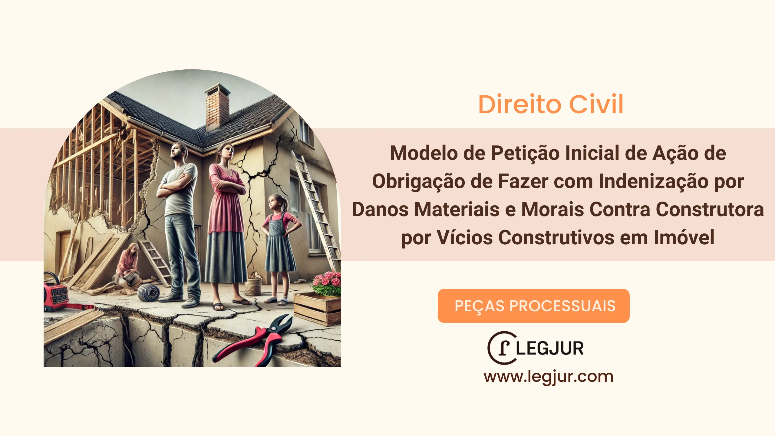 Modelo de Petição Inicial de Ação de Obrigação de Fazer com Indenização por Danos Materiais e Morais Contra Construtora por Vícios Construtivos em Imóvel