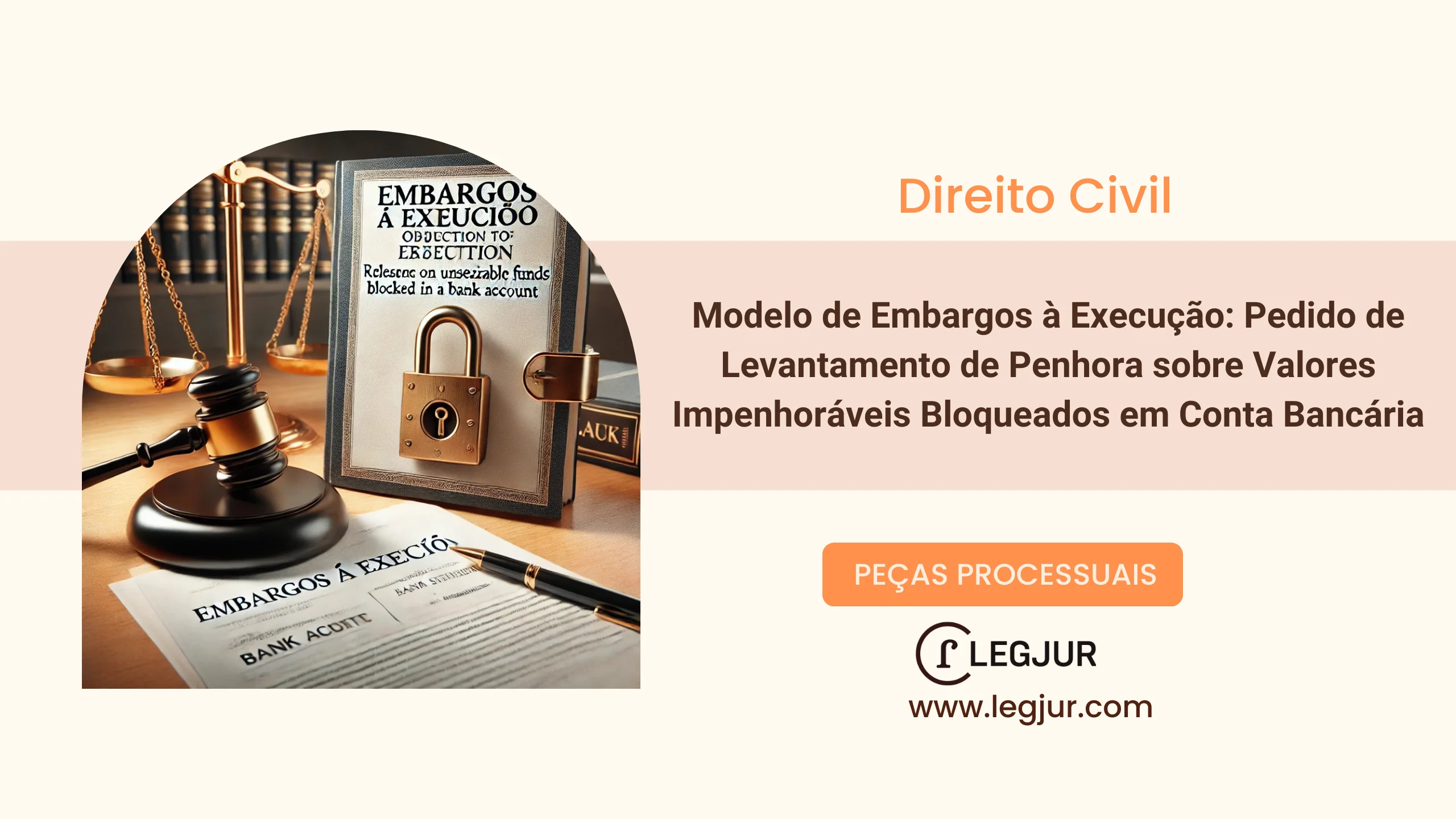 Modelo de Embargos à Execução: Pedido de Levantamento de Penhora sobre Valores Impenhoráveis Bloqueados em Conta Bancária