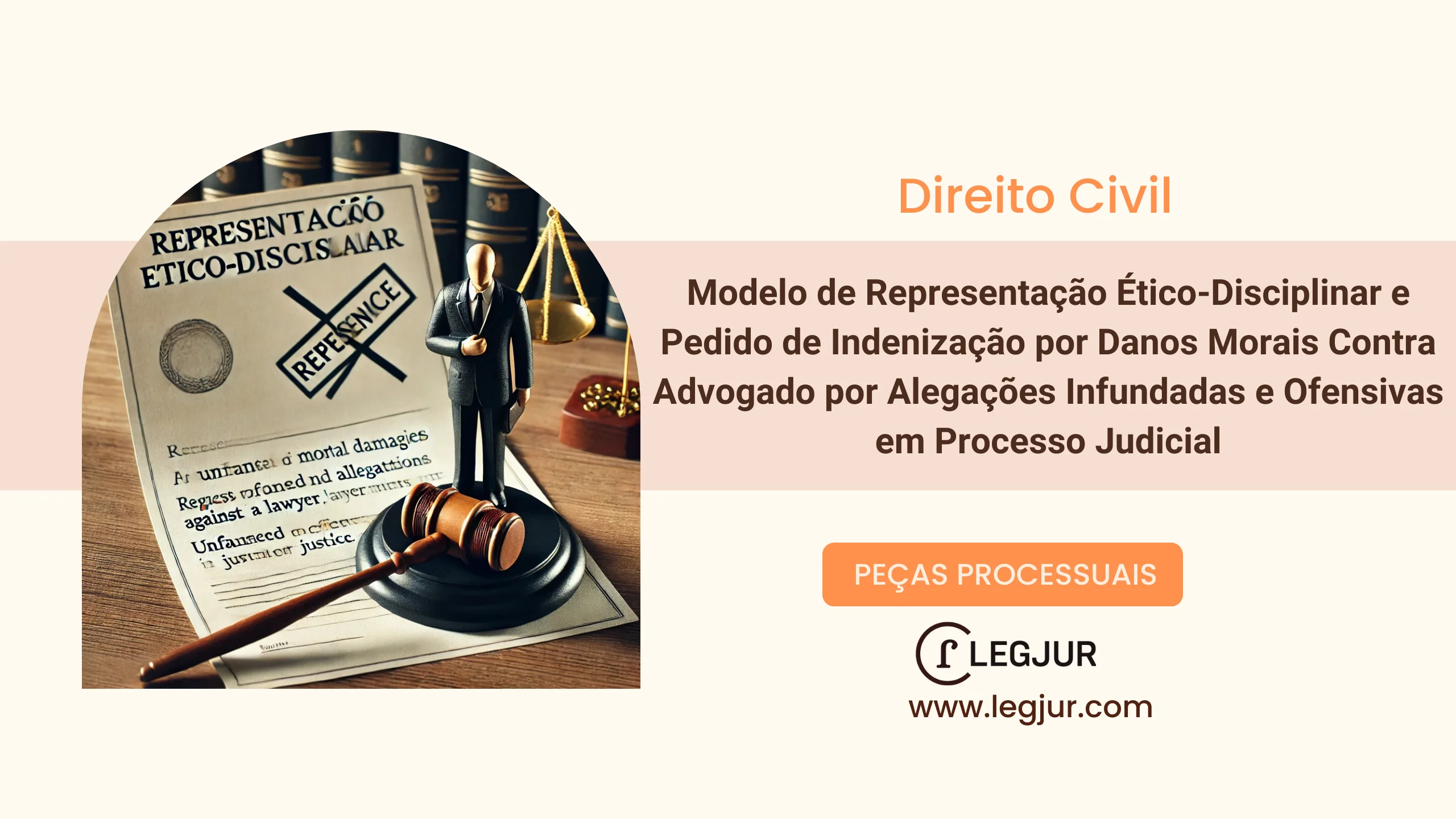 Modelo de Representação Ético-Disciplinar e Pedido de Indenização por Danos Morais Contra Advogado por Alegações Infundadas e Ofensivas em Processo Judicial