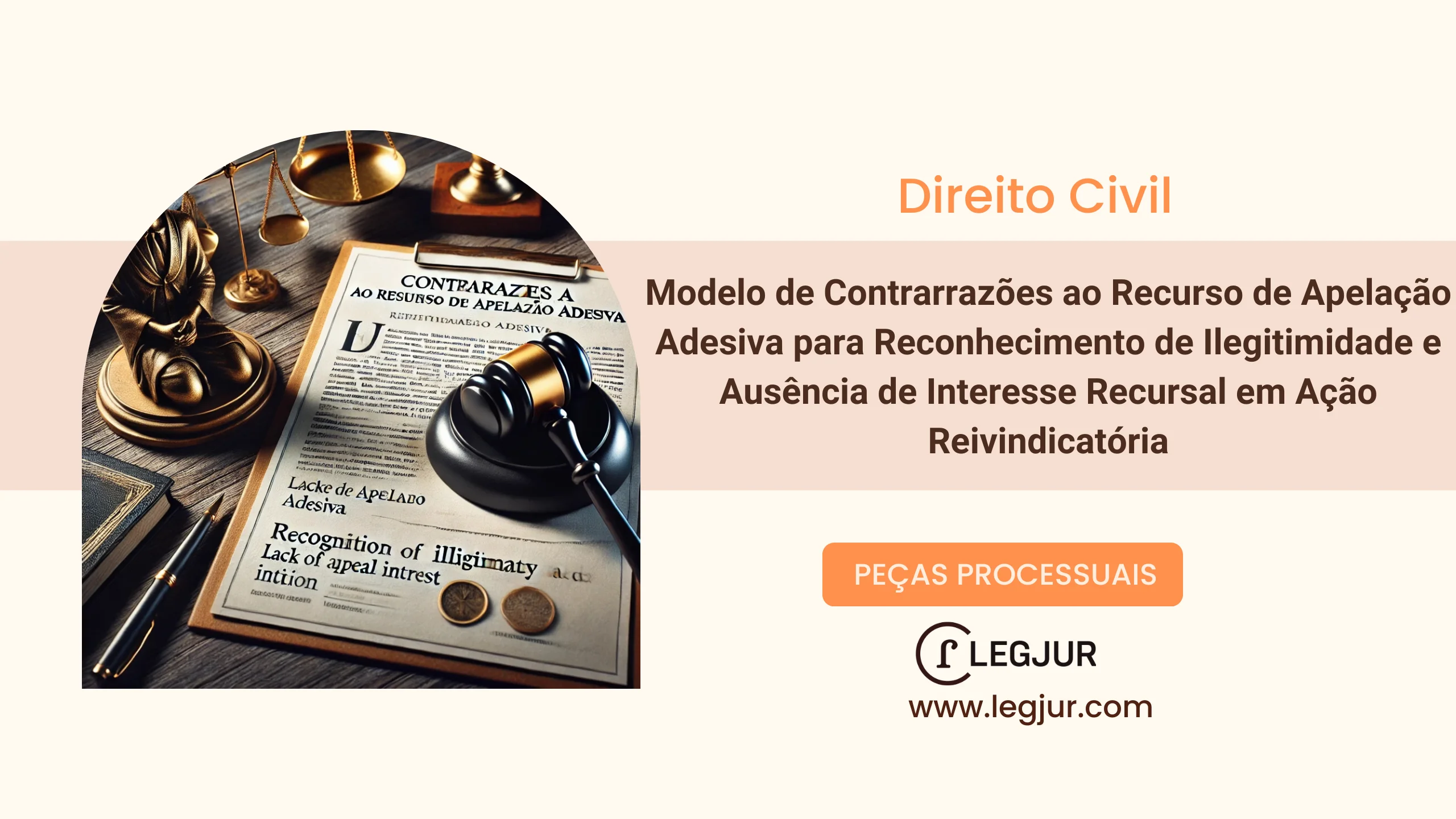 Modelo de Contrarrazões ao Recurso de Apelação Adesiva para Reconhecimento de Ilegitimidade e Ausência de Interesse Recursal em Ação Reivindicatória