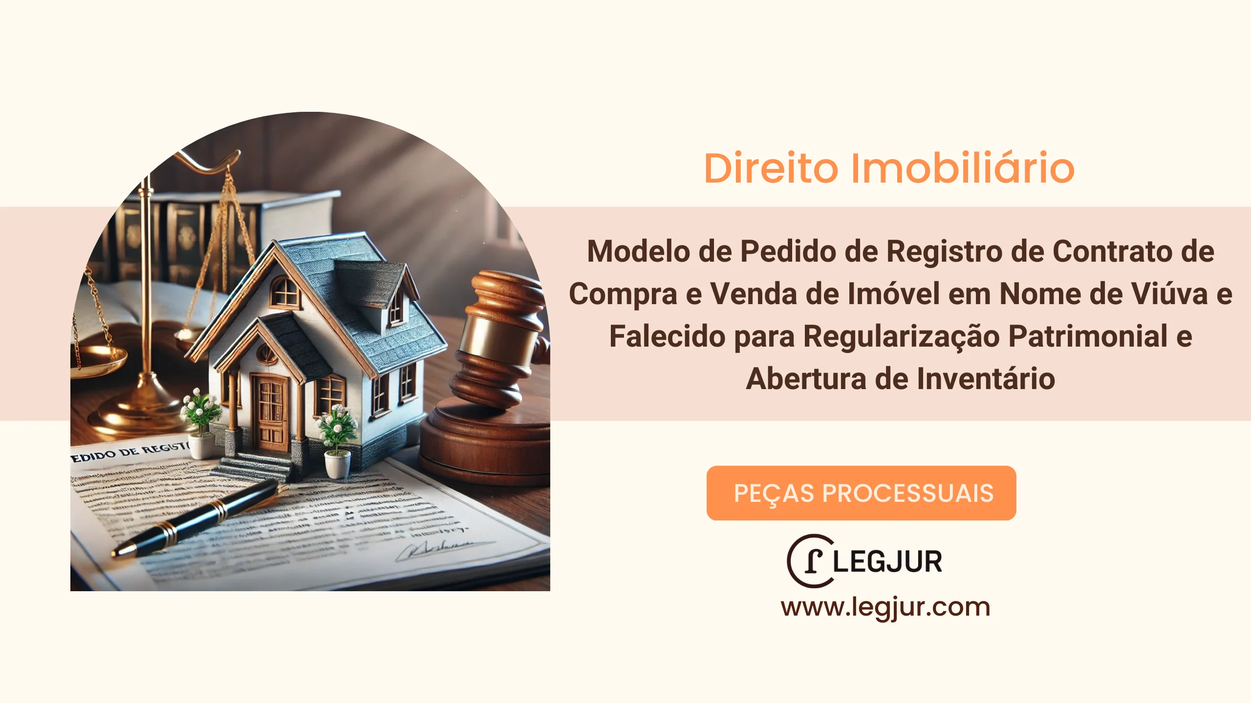 Modelo de Pedido de Registro de Contrato de Compra e Venda de Imóvel em Nome de Viúva e Falecido para Regularização Patrimonial e Abertura de Inventário