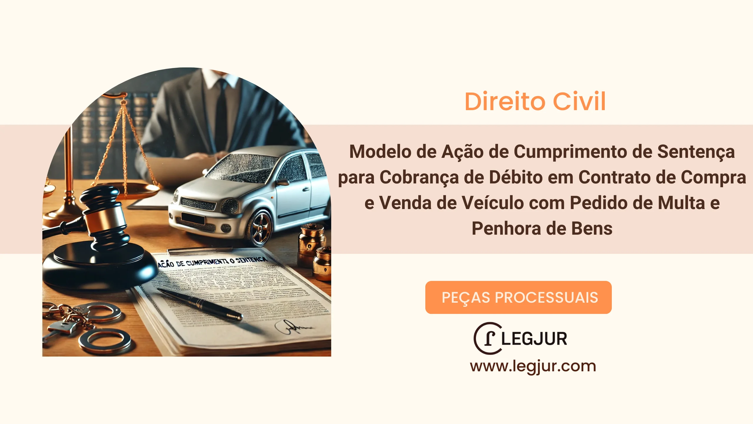 Modelo de Ação de Cumprimento de Sentença para Cobrança de Débito em Contrato de Compra e Venda de Veículo com Pedido de Multa e Penhora de Bens