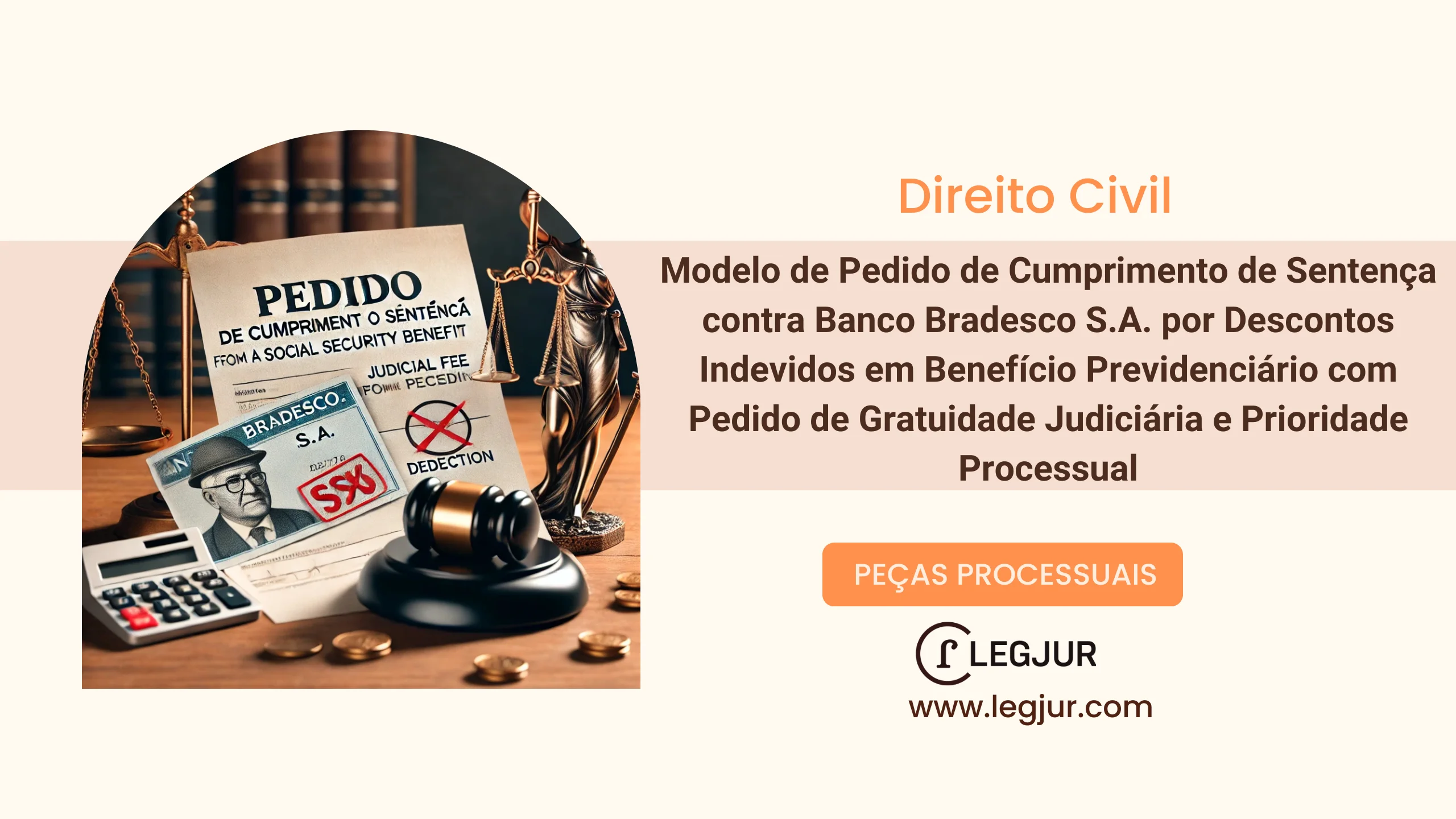 Modelo de Pedido de Cumprimento de Sentença contra Banco Bradesco S.A. por Descontos Indevidos em Benefício Previdenciário com Pedido de Gratuidade Judiciária e Prioridade Processual