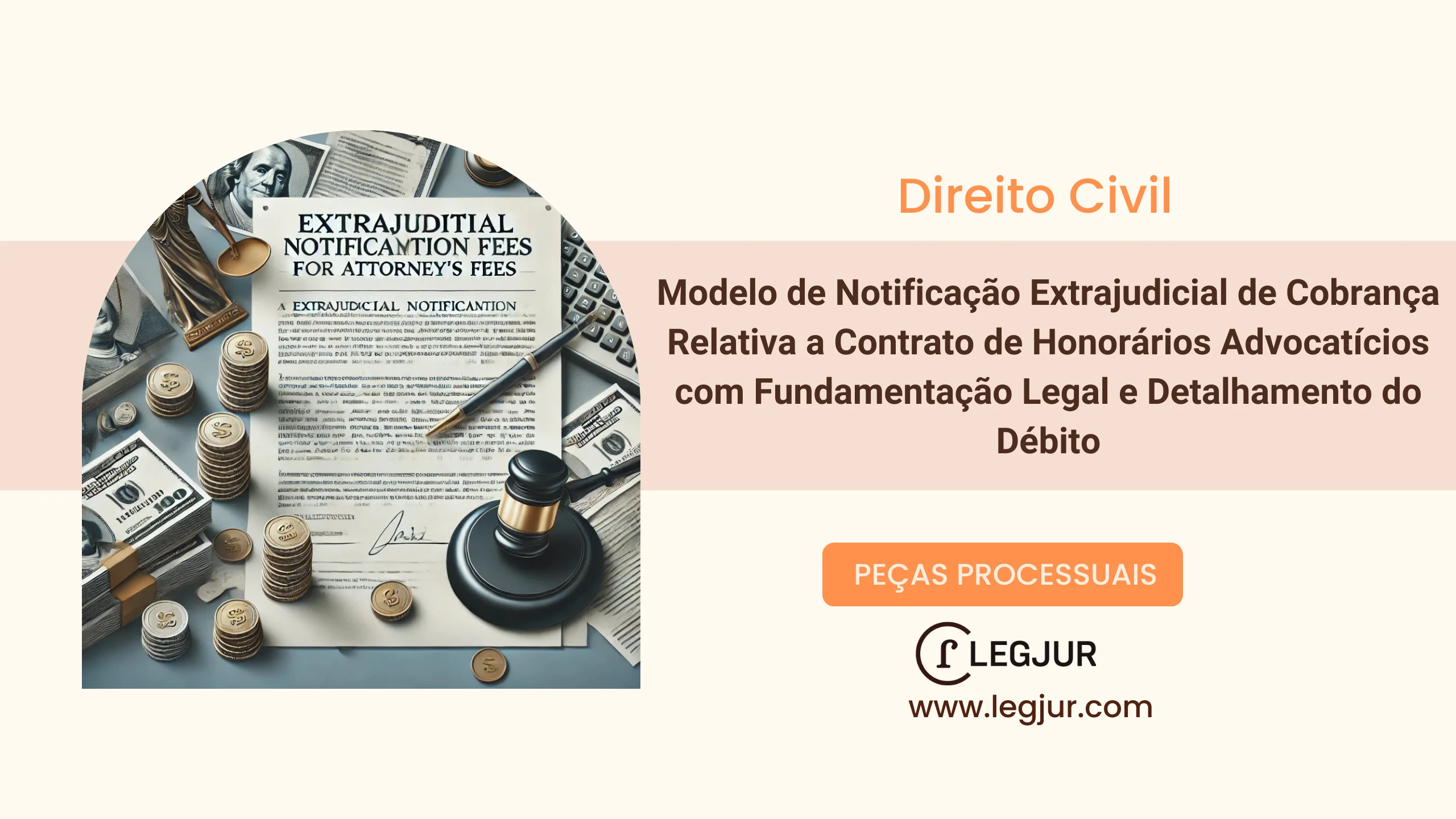 Modelo de Notificação Extrajudicial de Cobrança Relativa a Contrato de Honorários Advocatícios com Fundamentação Legal e Detalhamento do Débito