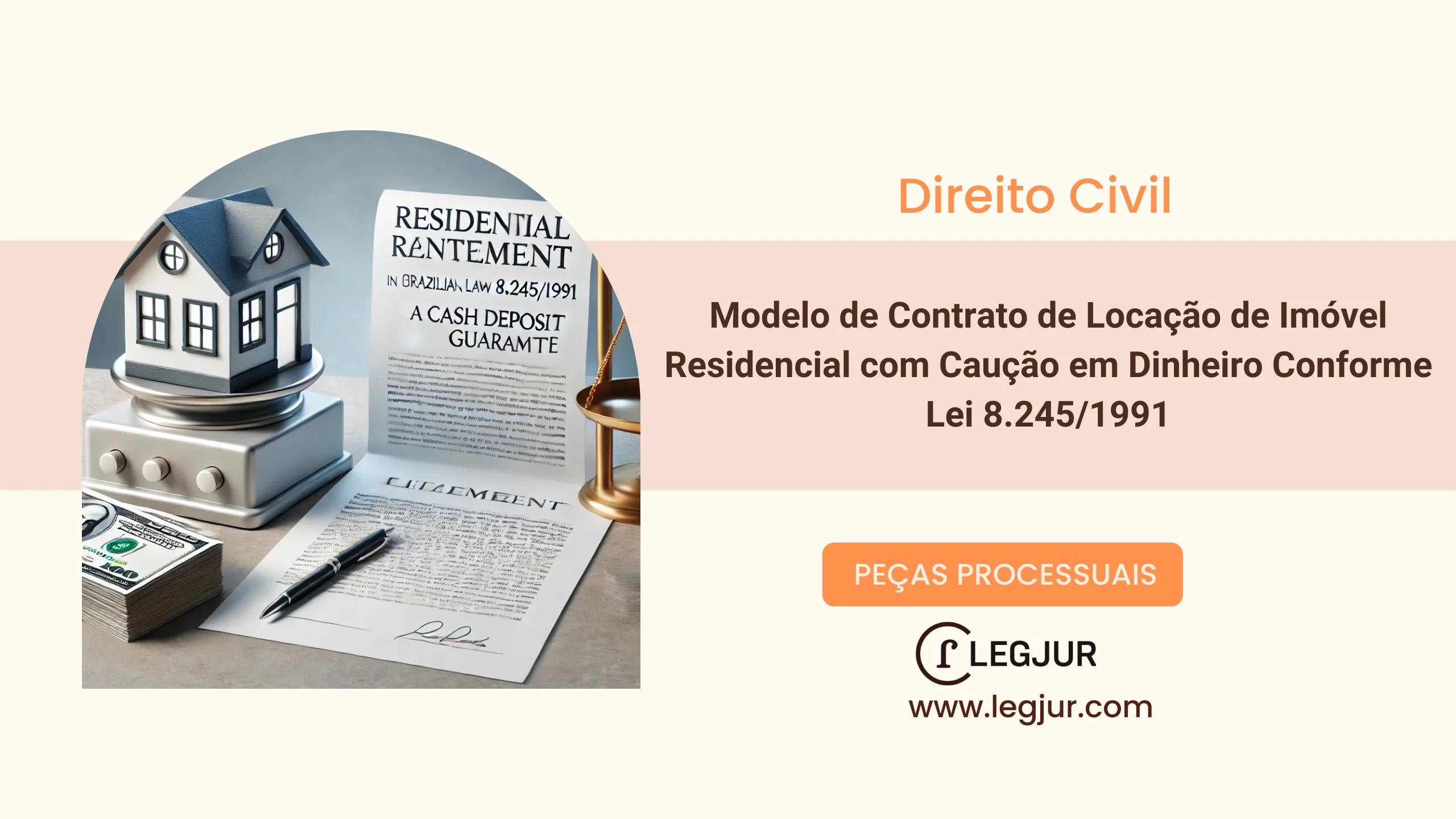 Modelo de Contrato de Locação de Imóvel Residencial com Caução em Dinheiro Conforme Lei 8.245/1991