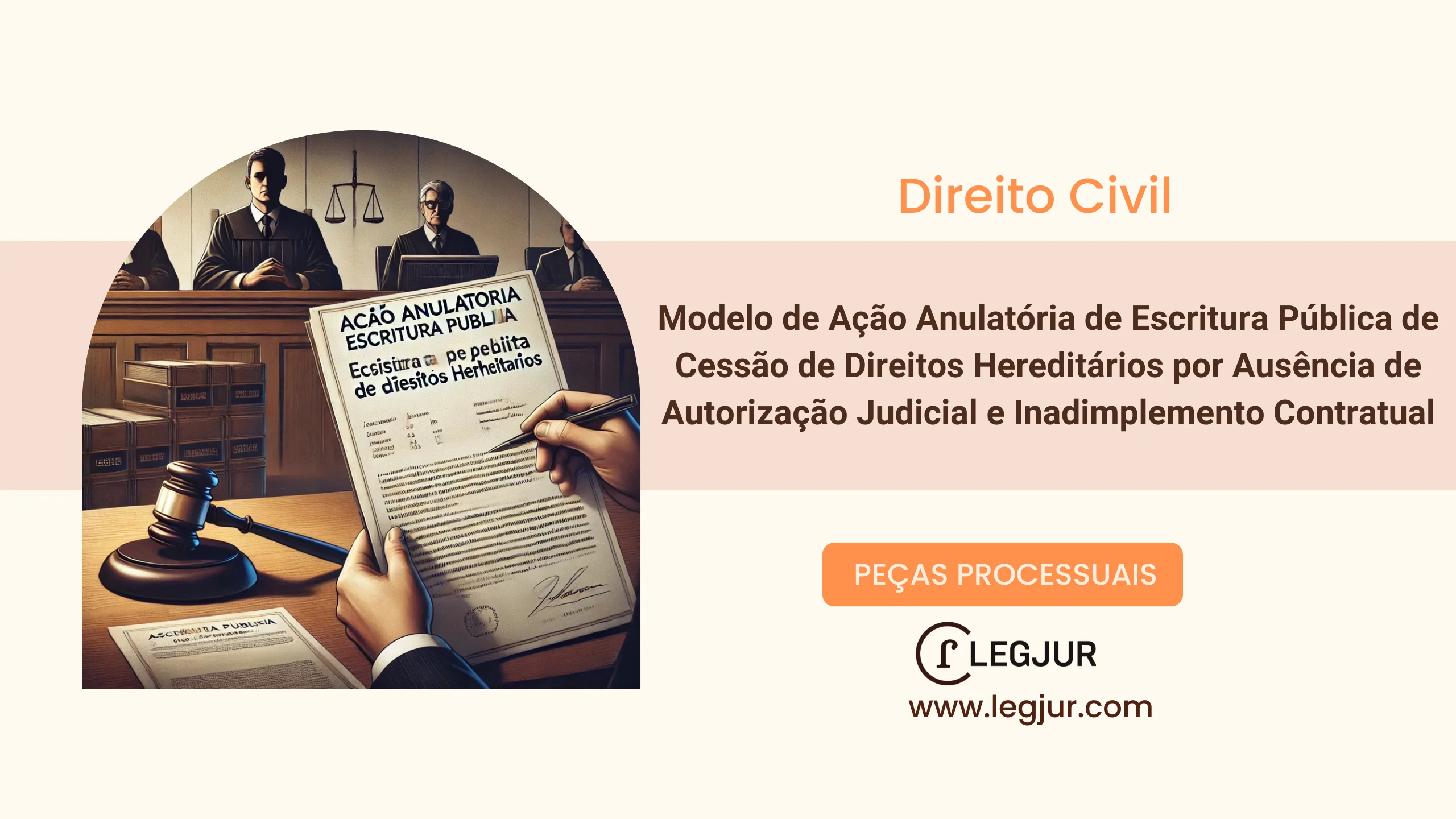 Modelo de Ação Anulatória de Escritura Pública de Cessão de Direitos Hereditários por Ausência de Autorização Judicial e Inadimplemento Contratual