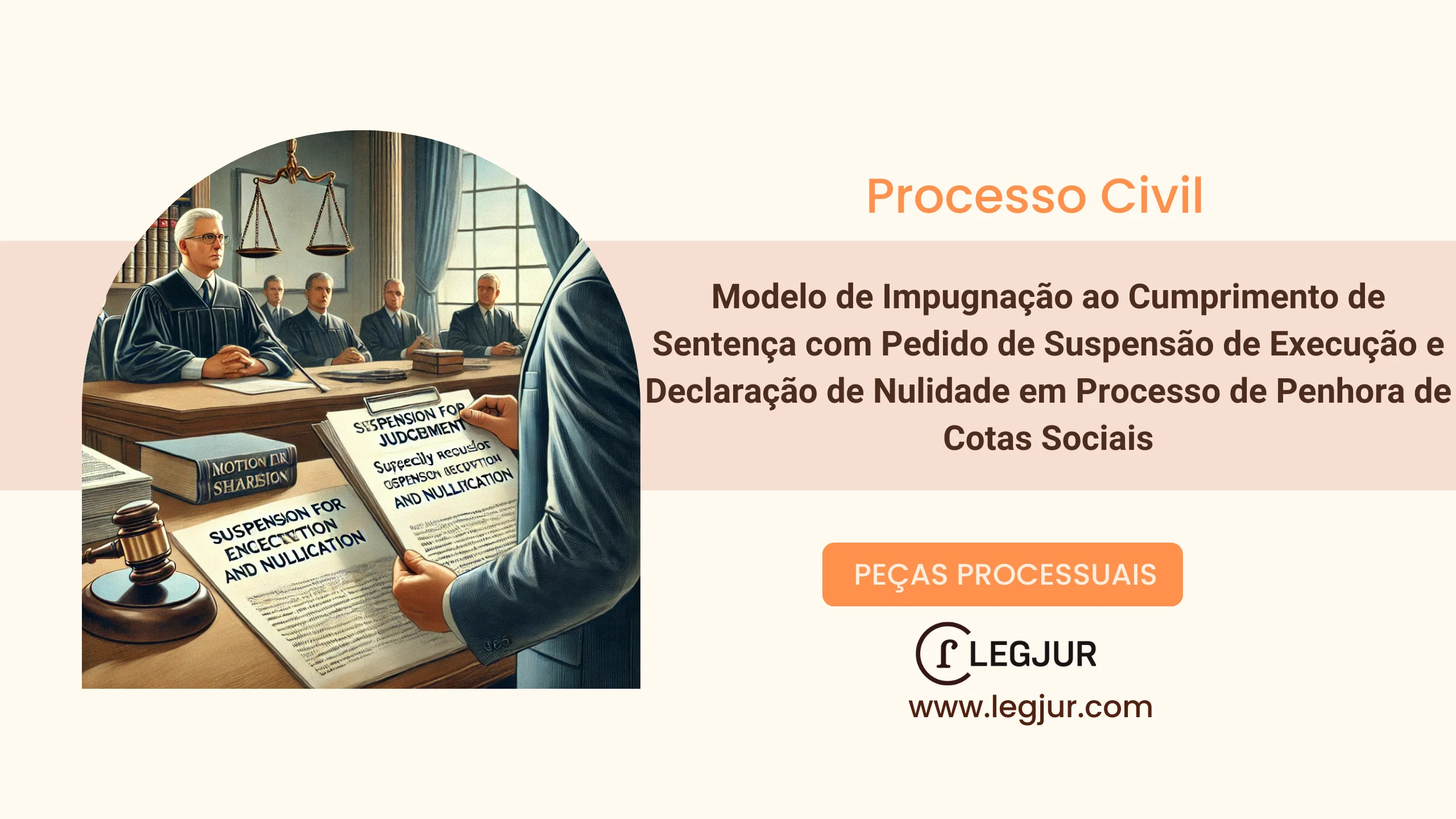 Modelo de Impugnação ao Cumprimento de Sentença com Pedido de Suspensão de Execução e Declaração de Nulidade em Processo de Penhora de Cotas Sociais