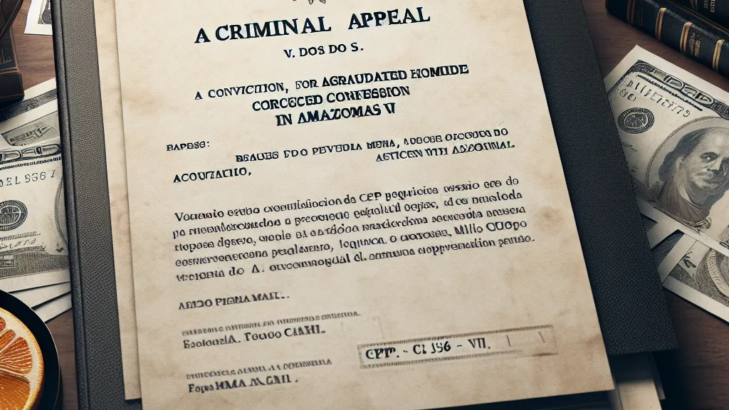 Modelo de Apelação Criminal de V. dos S. contra condenação por homicídio qualificado no Amazonas, fundamentada na ausência de provas, confissão sob coação e pedido de absolvição com base no CPP, art. 155 e CPP, art. 386, VII